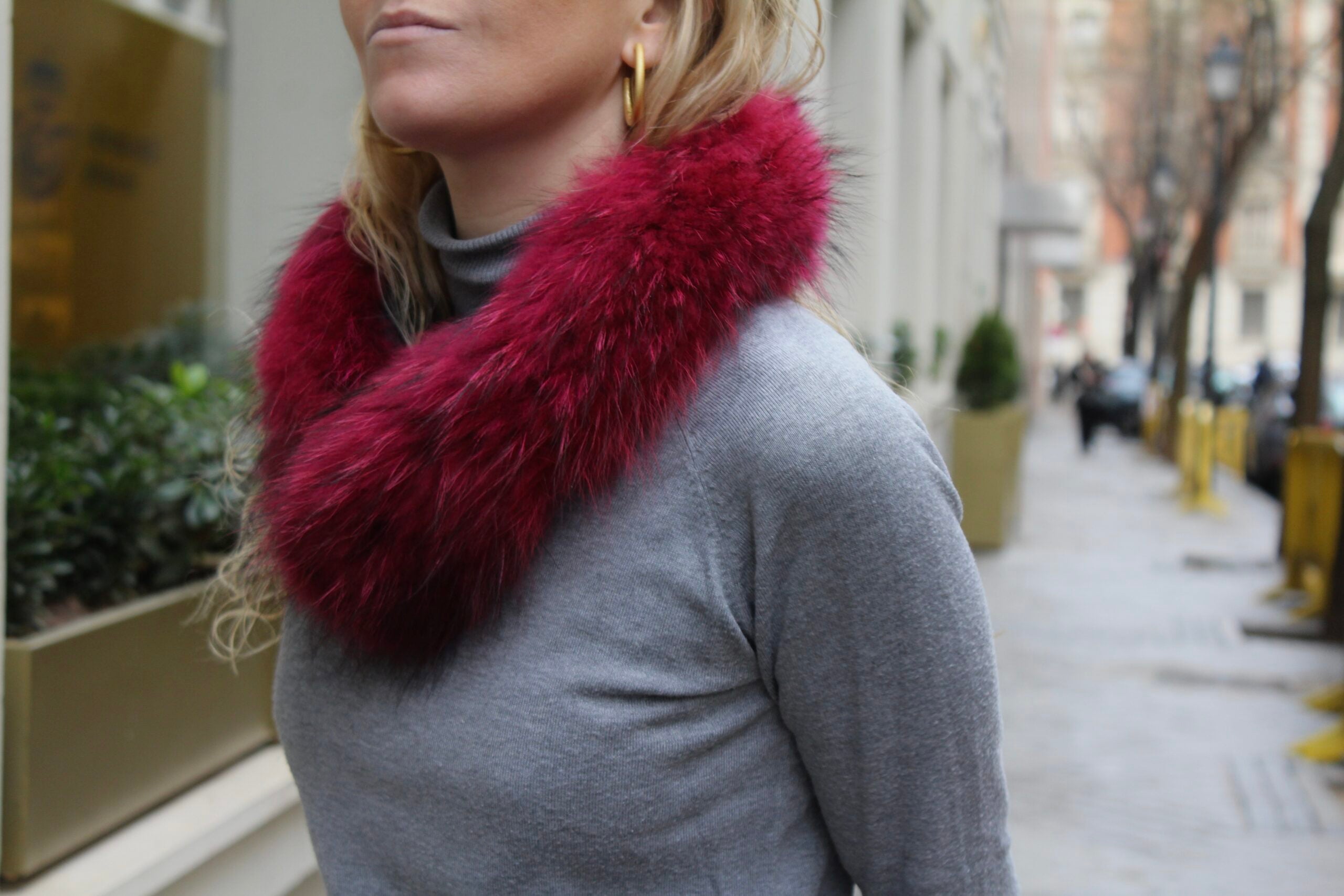 Cuello Aspen de pelo natural de Marmota 100% - Rosa