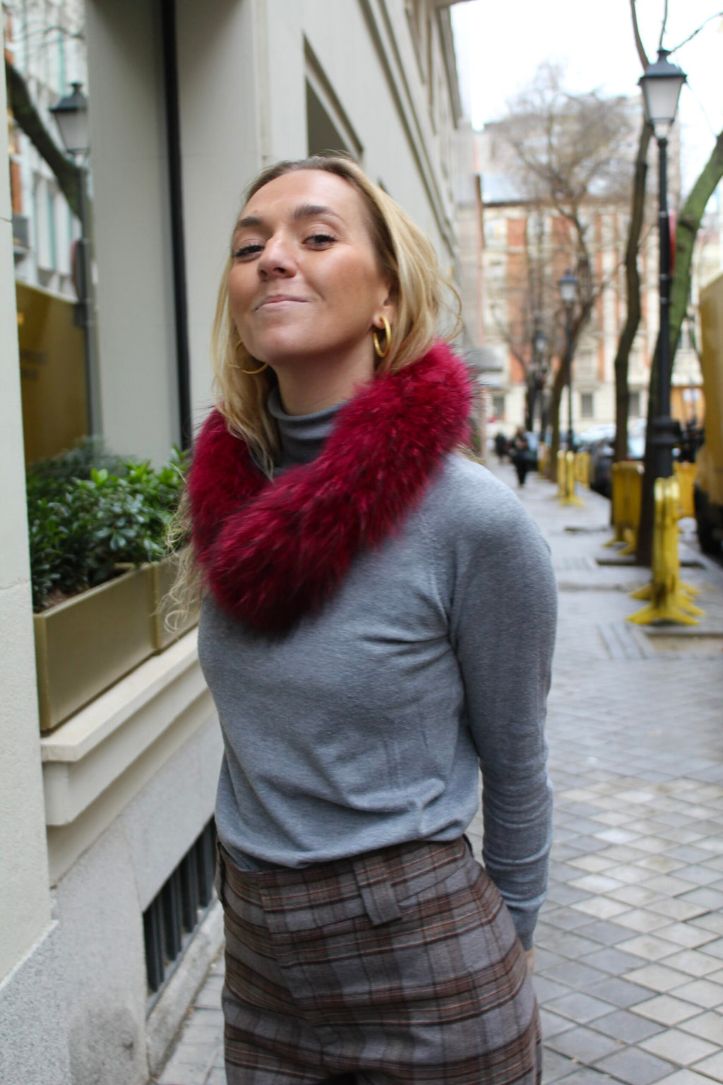 Cuello Aspen de pelo natural de Marmota 100% - Rosa