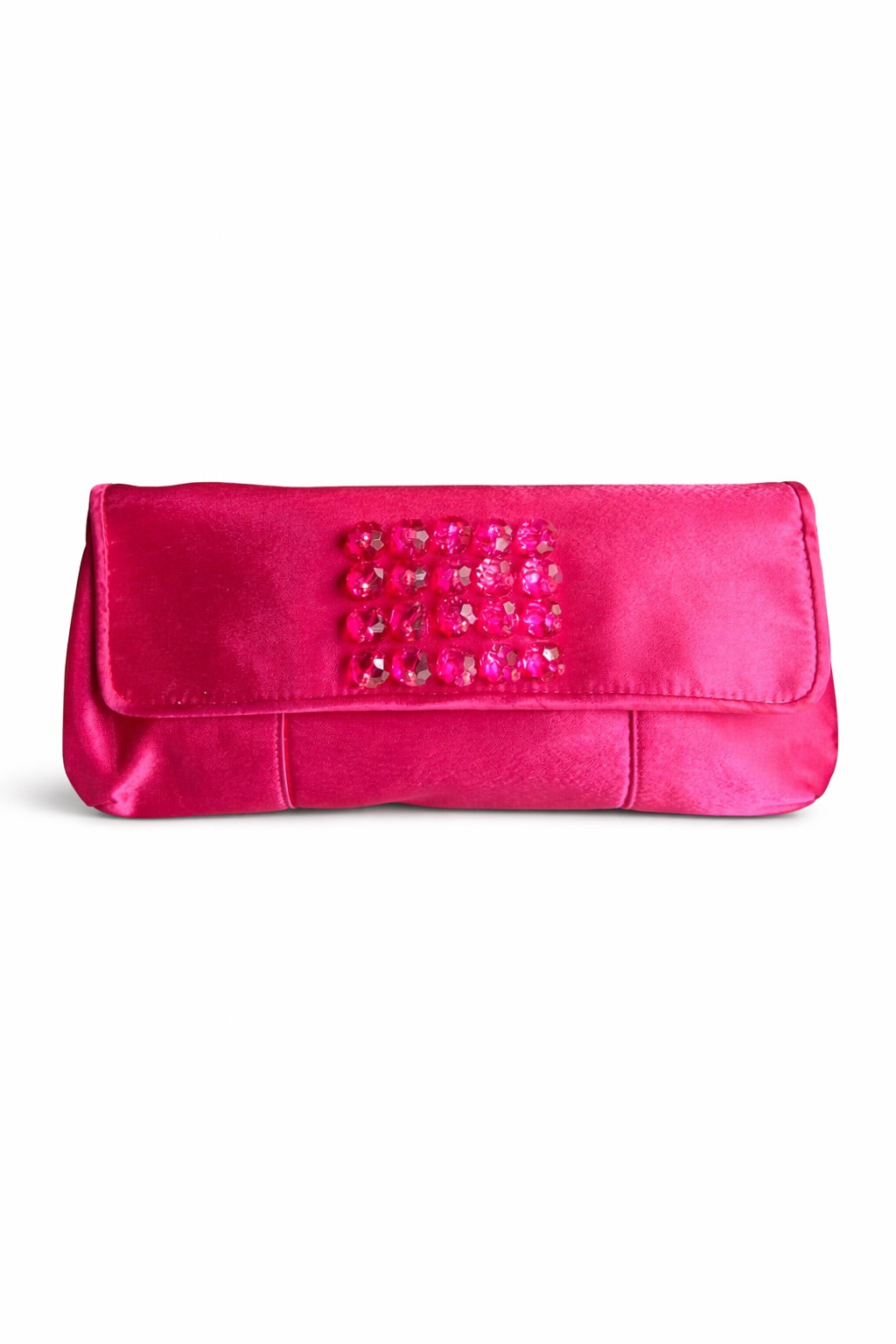 Bolso vintage rosa fucsia tipo cartera de mano con cuentas de bolas