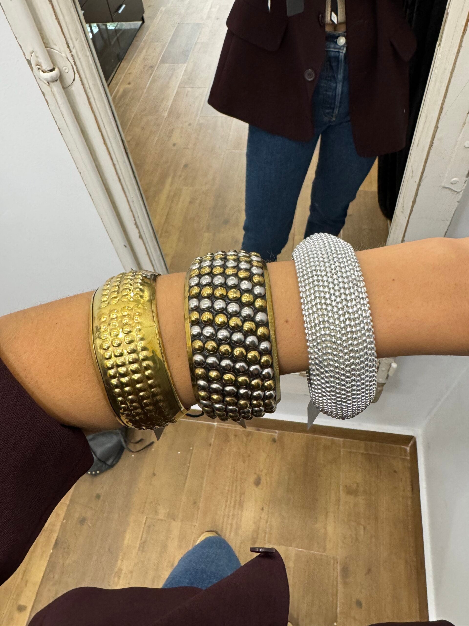 Brazalete vintage esferas punteo gold