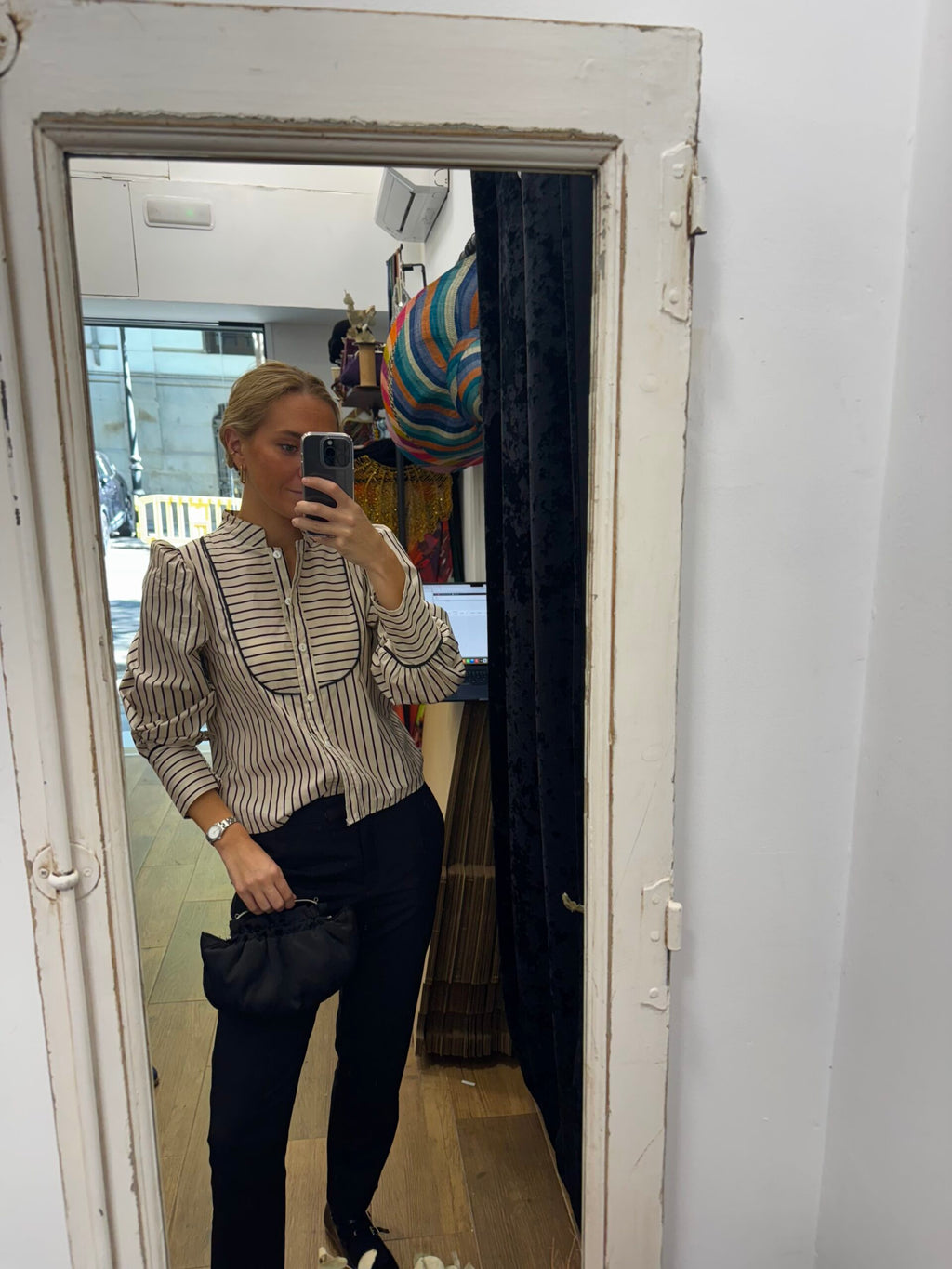 Bolso vintage bombonera negro de raso