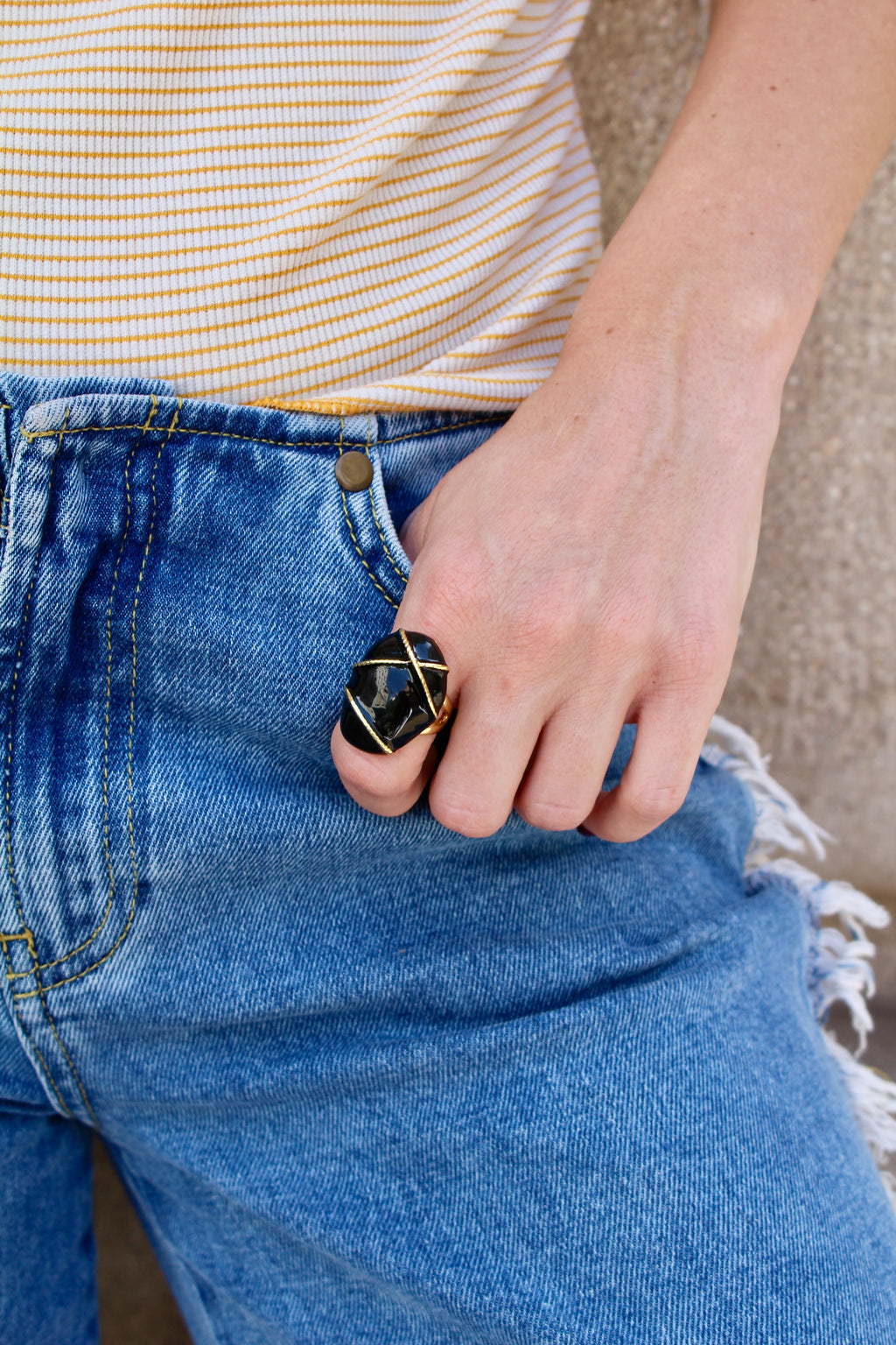 Anillo Santorini de esmalte negro