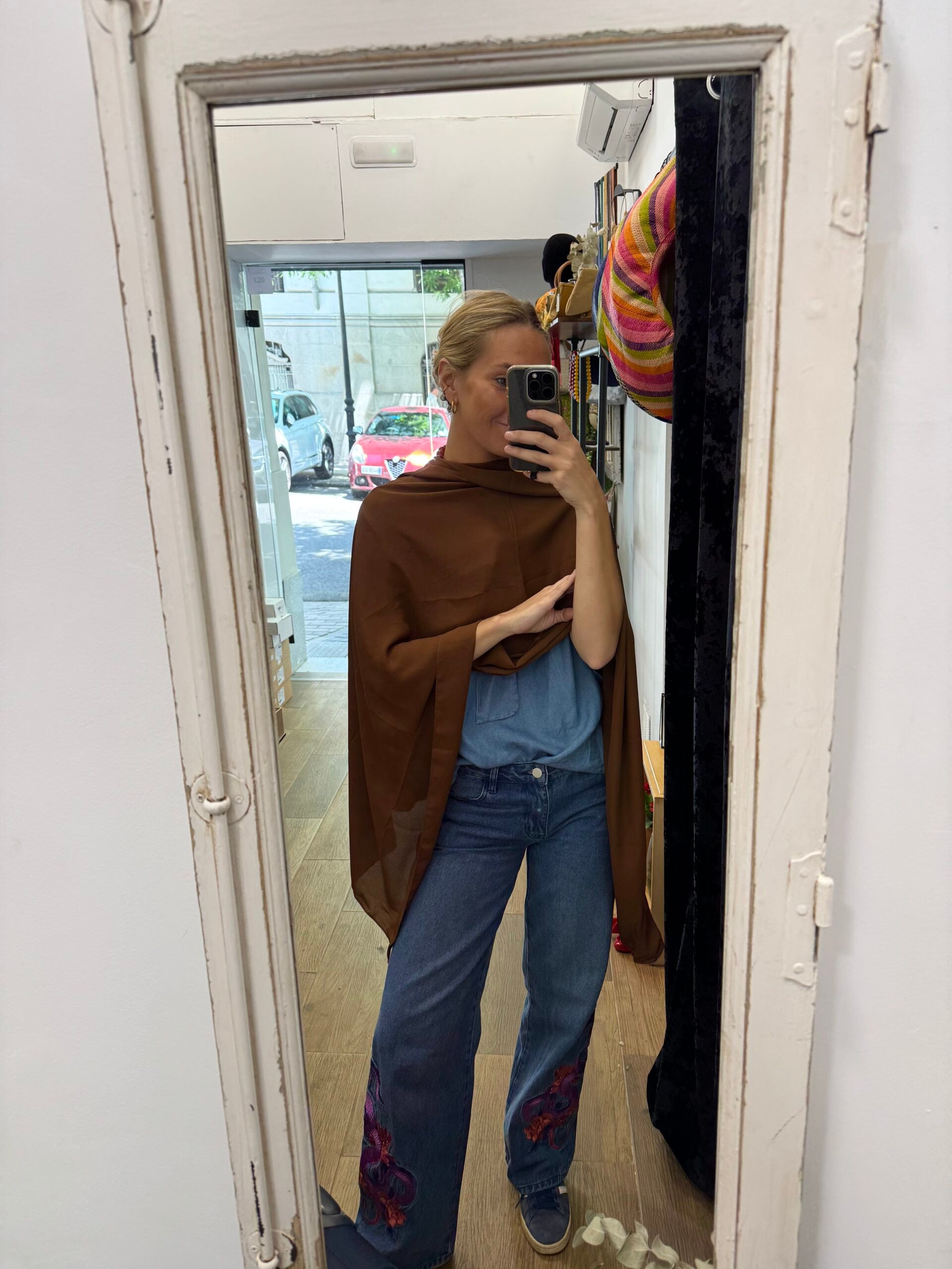 Chal de crepe - Marrón Caramelo