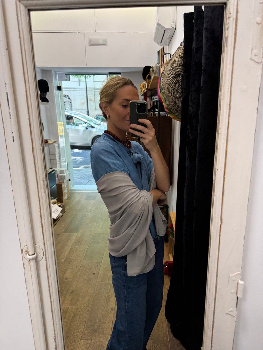 Chal de crepe - Gris Perla