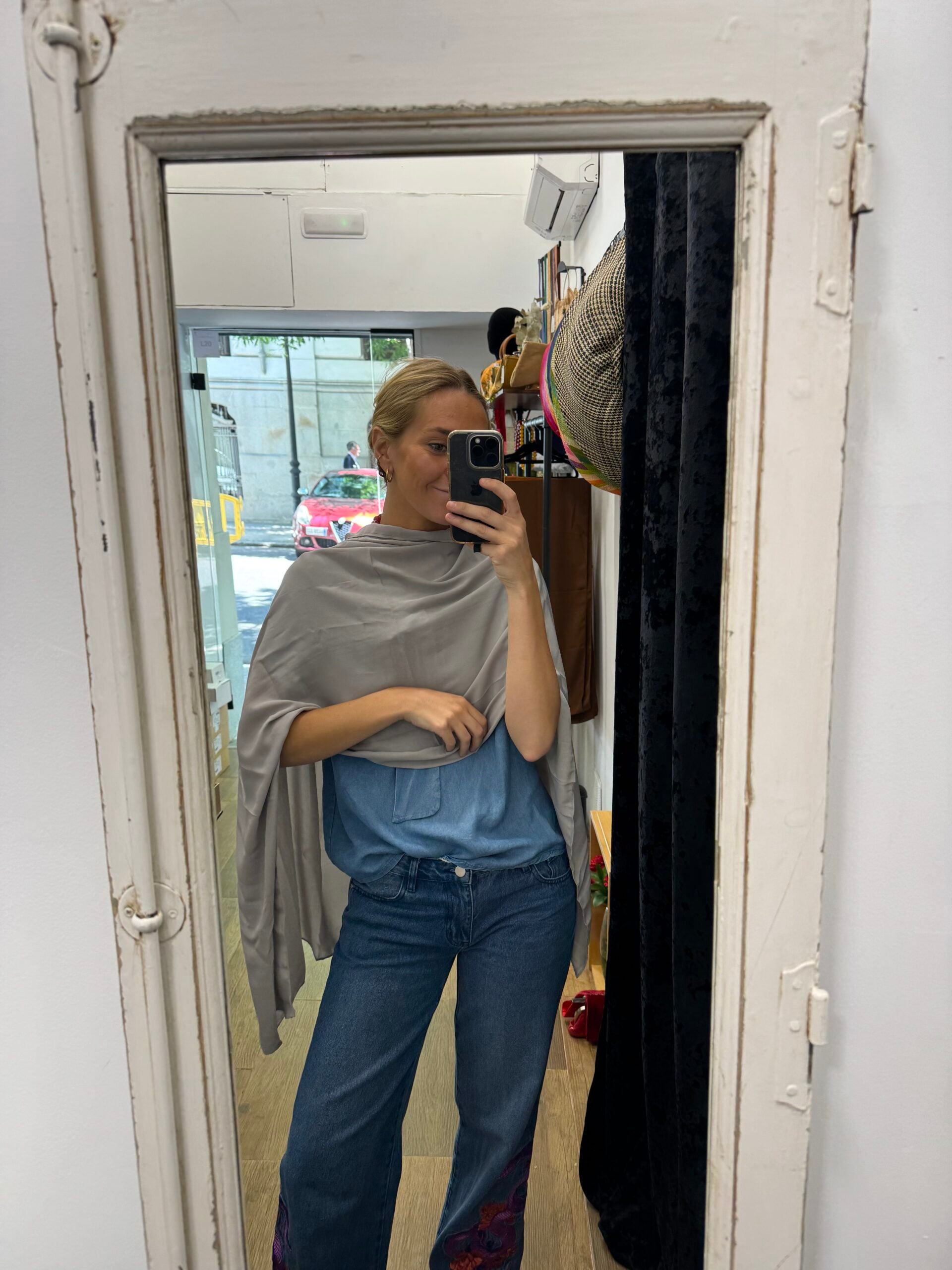 Chal de crepe - Gris Perla