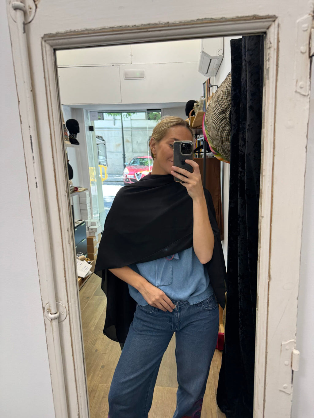 Chal de crepe - Negro