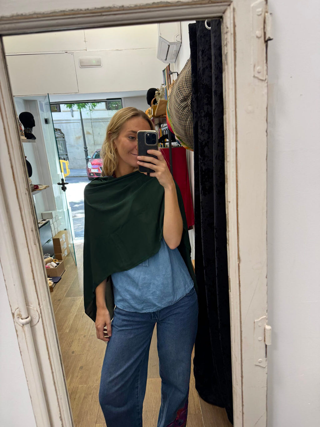 Chal de crepe - Verde Bosque