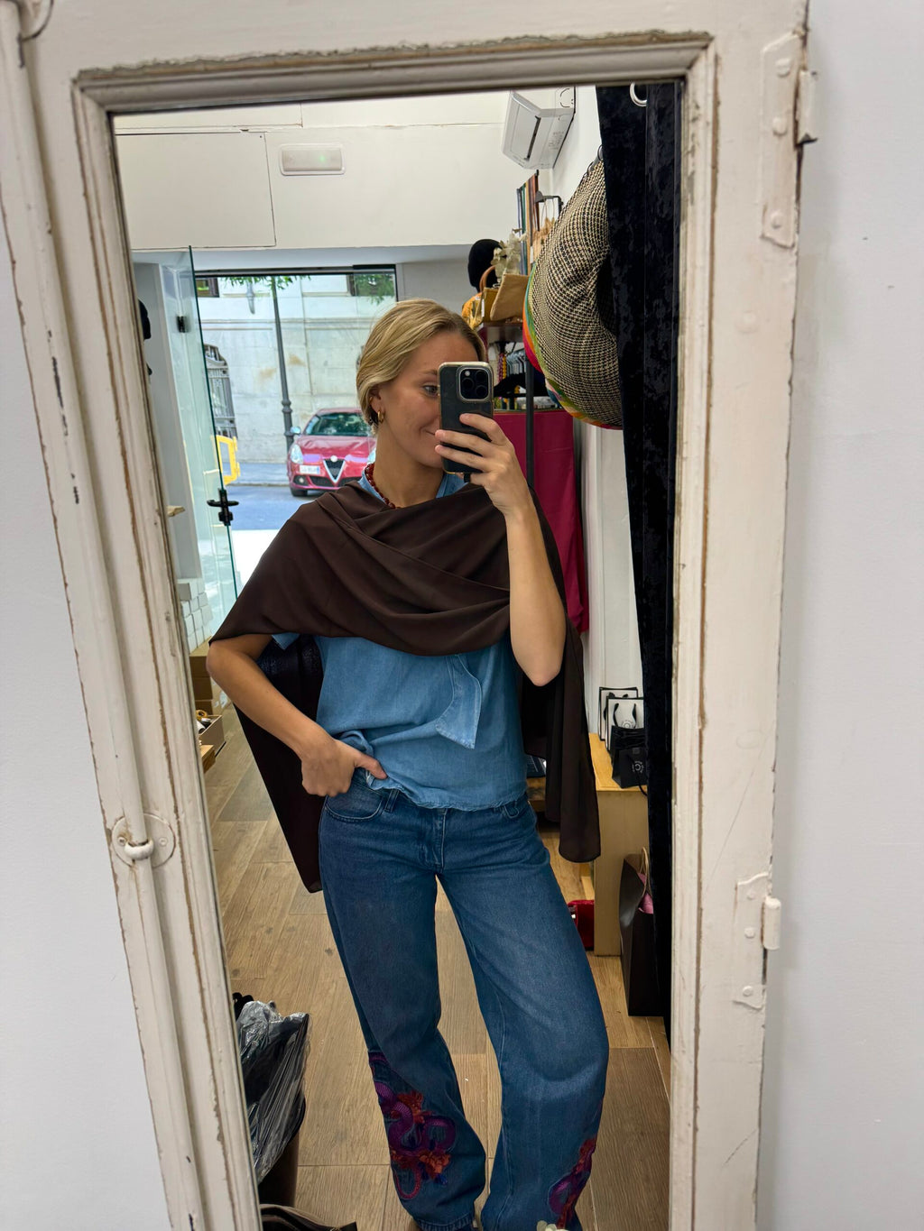 Chal de crepe - Marrón Chocolate