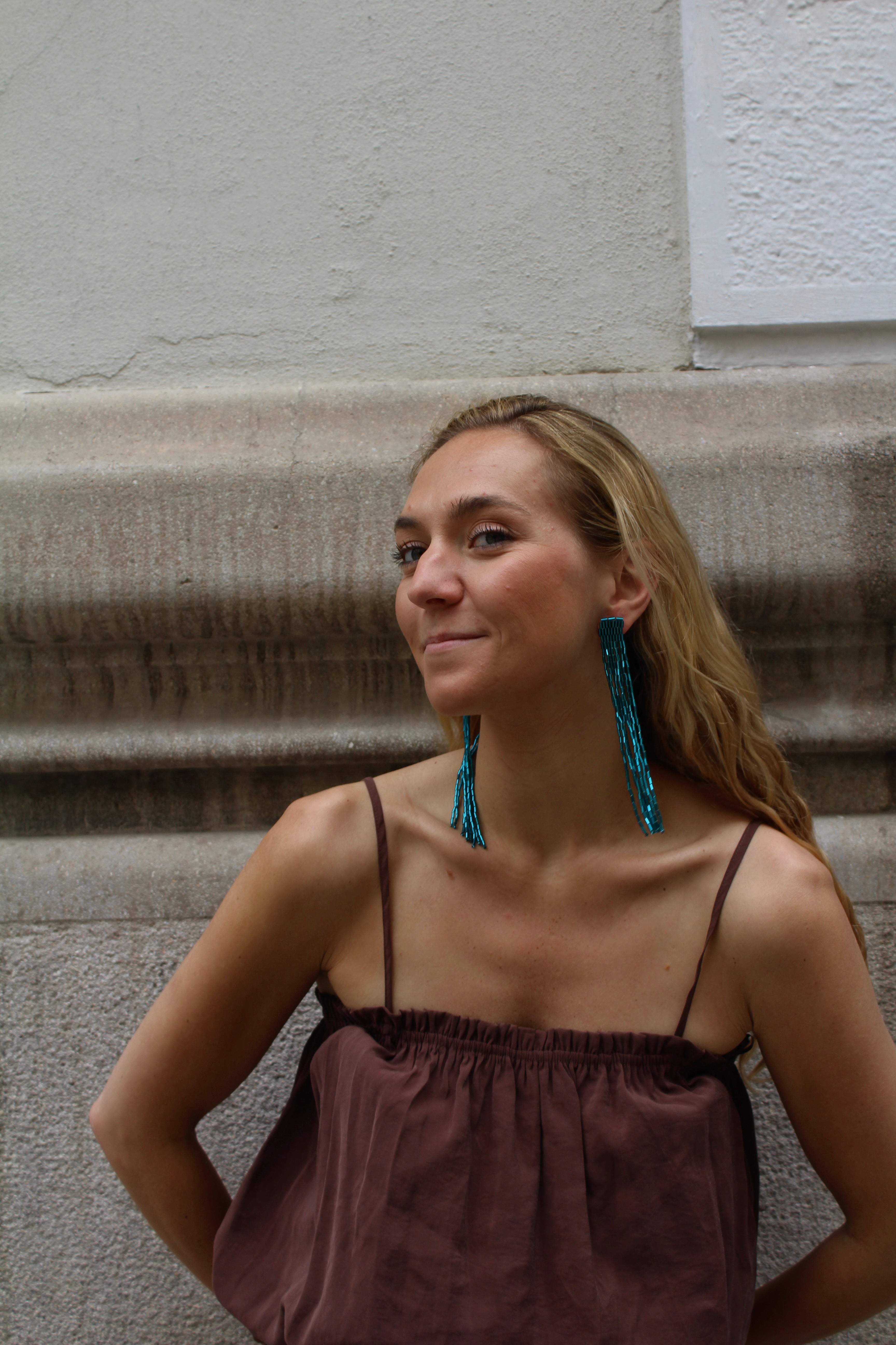 Pendientes Cascada Azul Claro