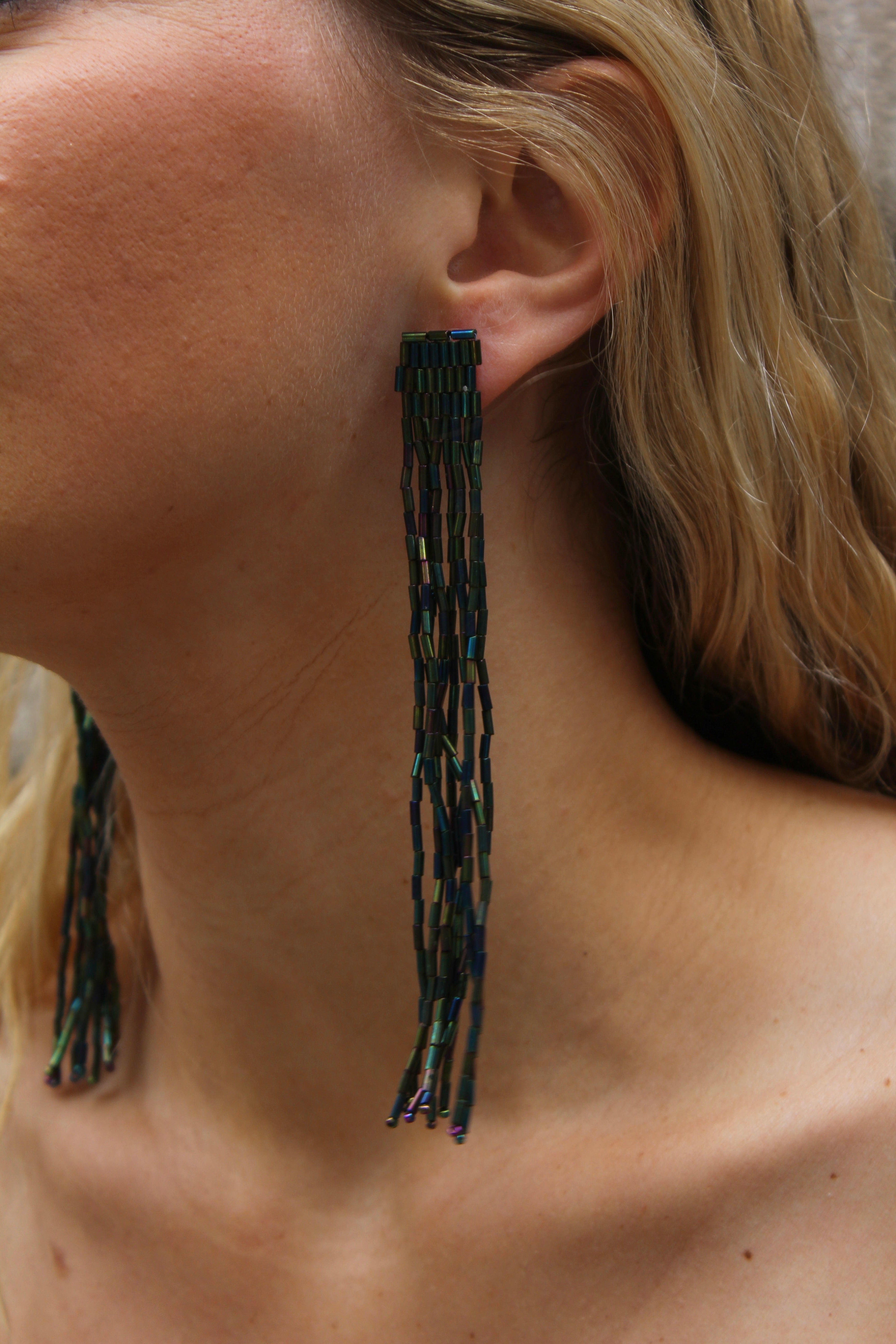 Pendientes Cascada Azul y Verde Tornasolado