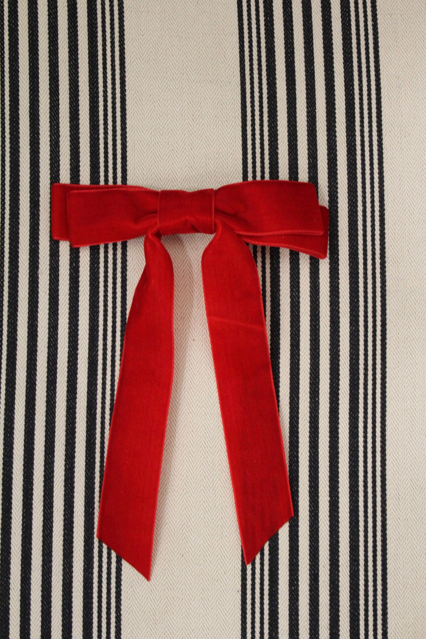 Laço de veludo com gancho de cabelo - Vermelho