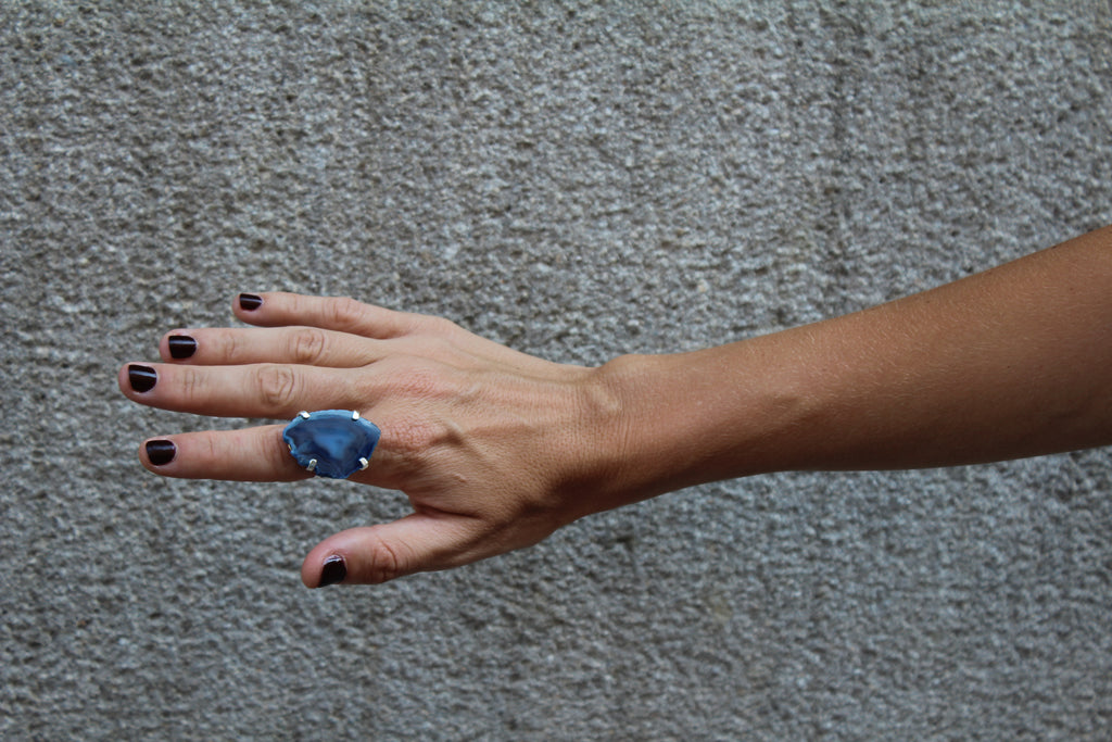 Anillo Ágata - Azul Oscuro 01