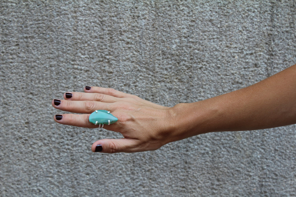 Anillo Ágata - Verde Agua 02