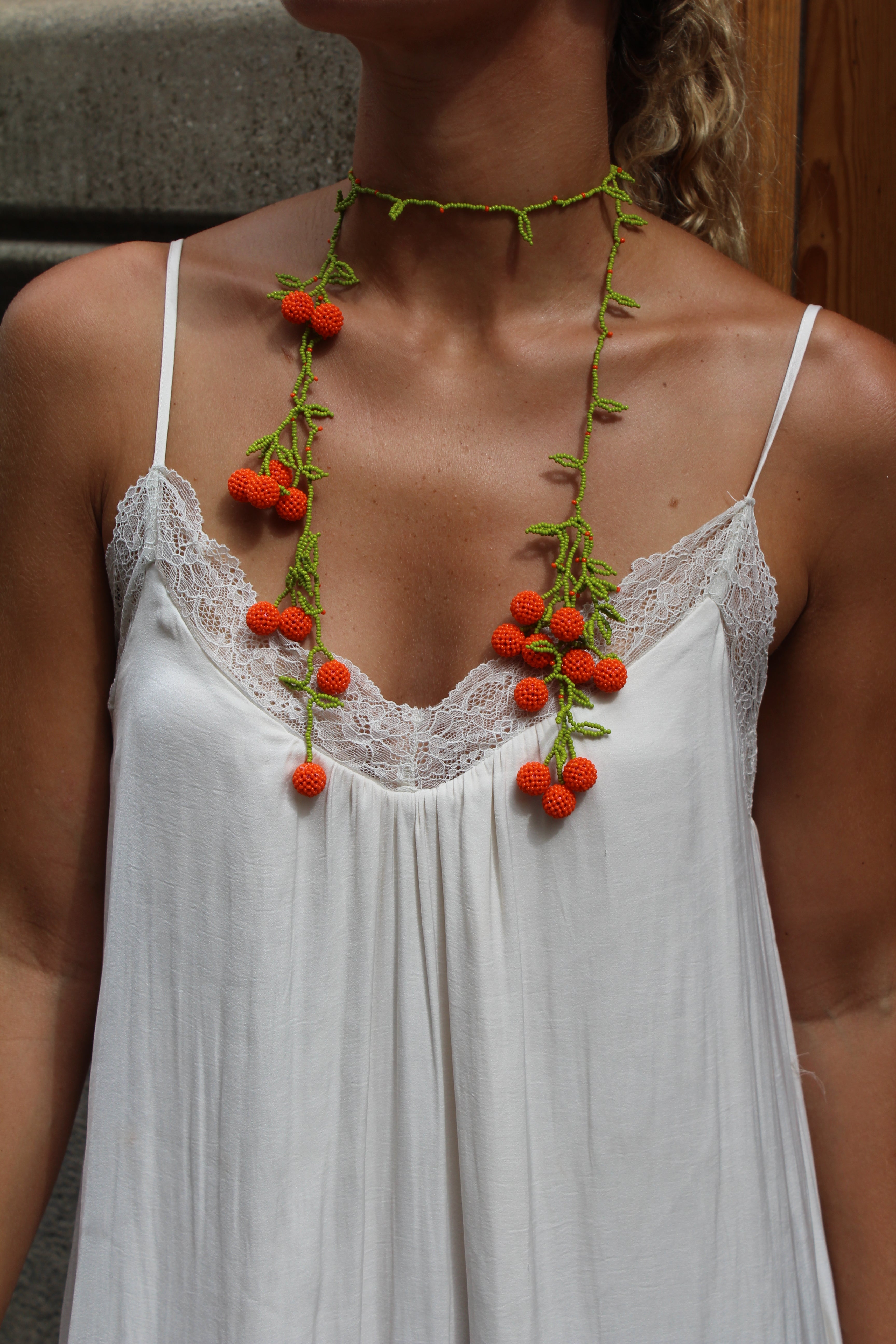 Collar Cuentas Naranja