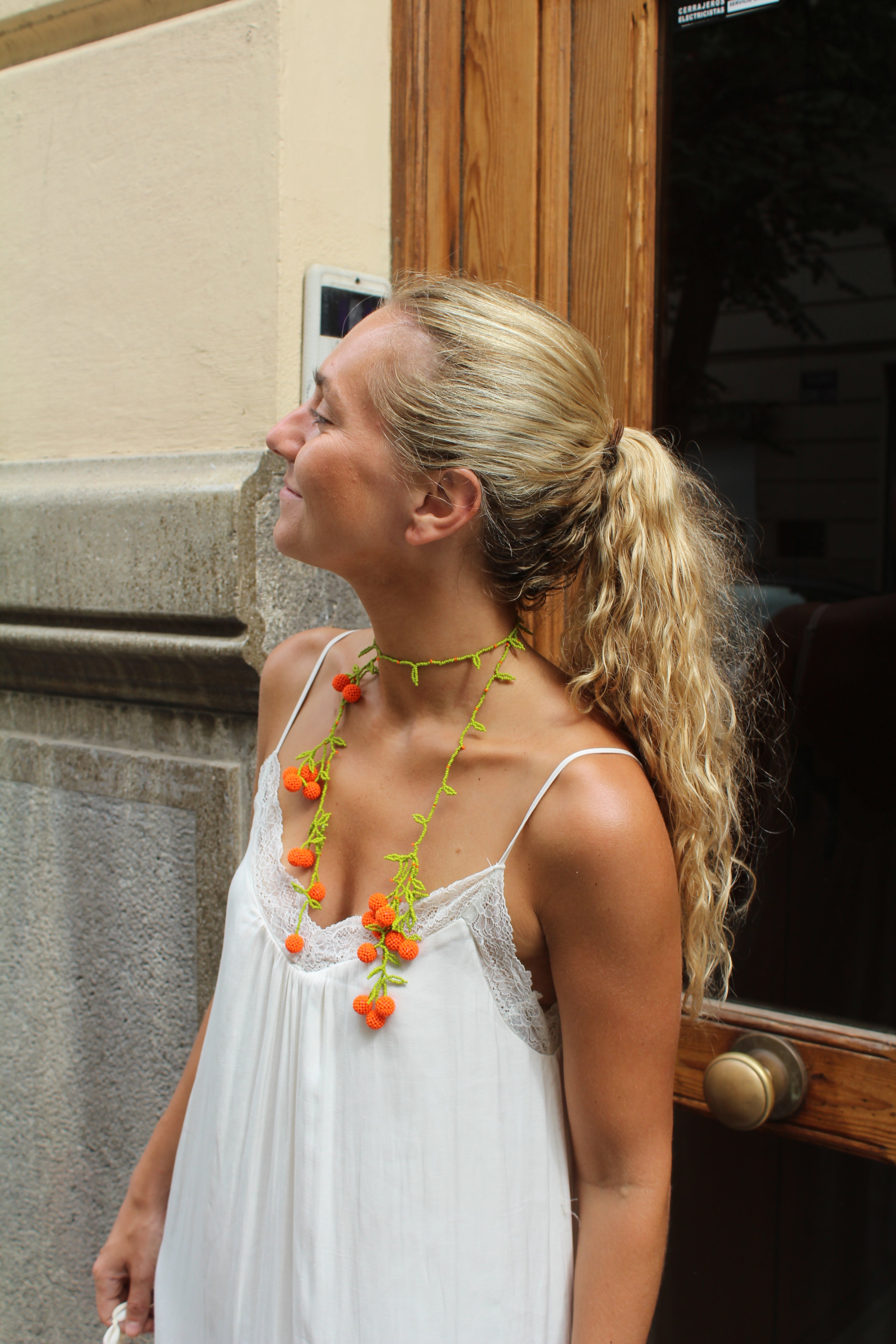 Collar Cuentas Naranja