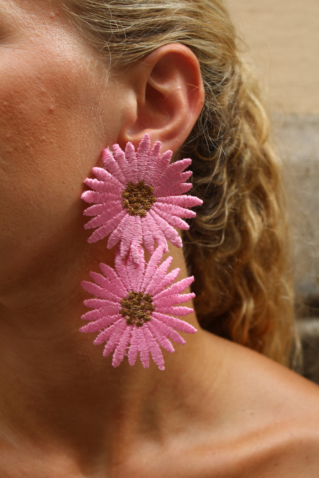 Pendientes Girasol Rosa
