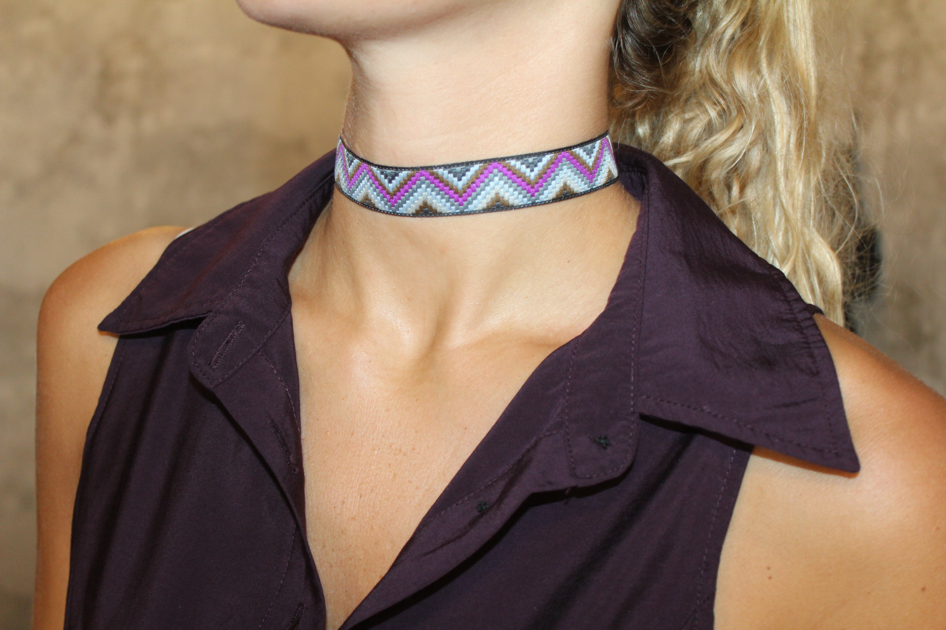 Chocker de tela Morado y Lila