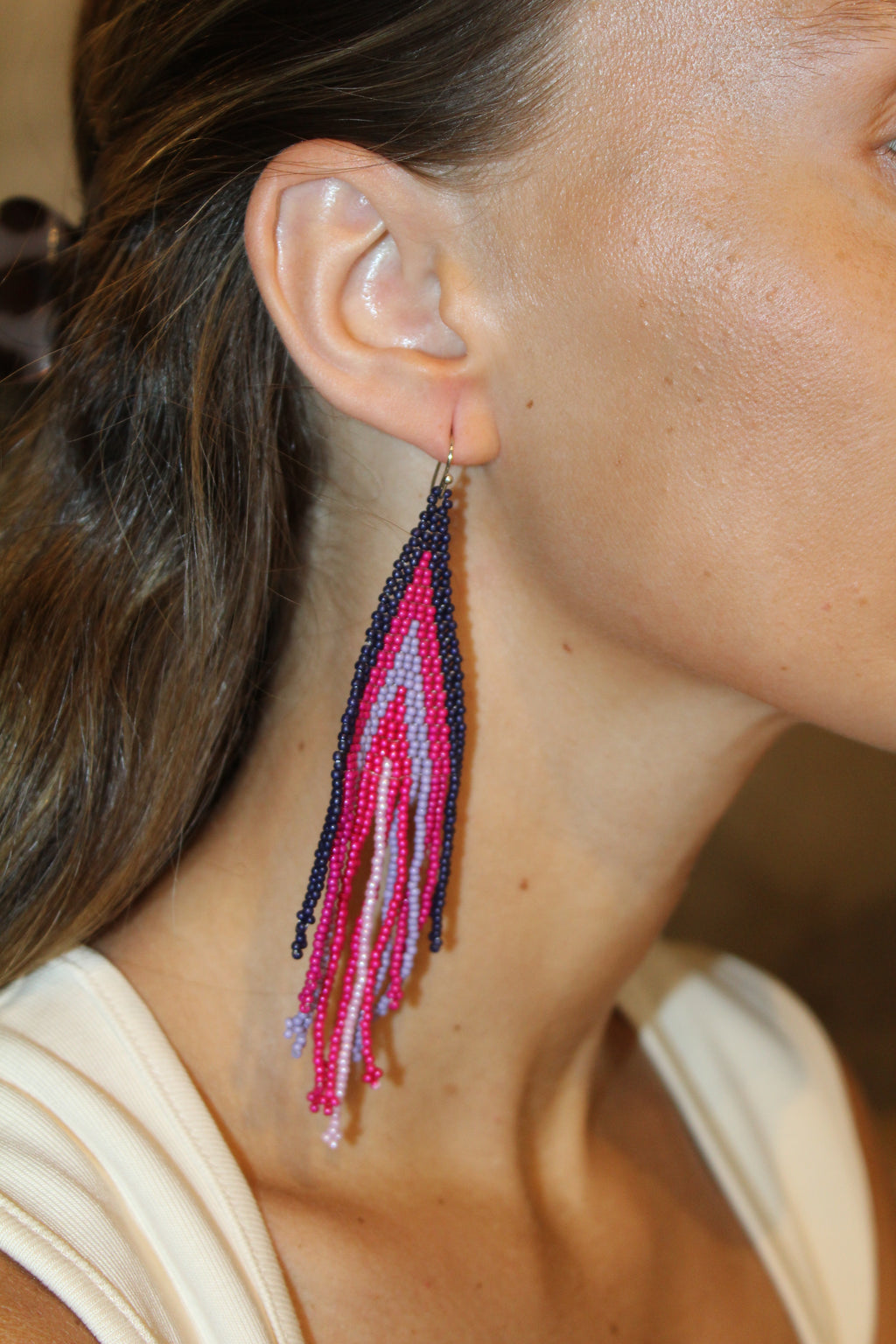 Pendientes Cuentas Fucsia