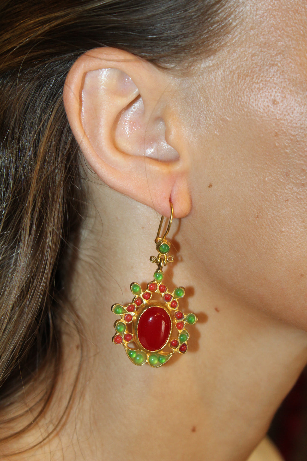 Pendientes Chennai rojo