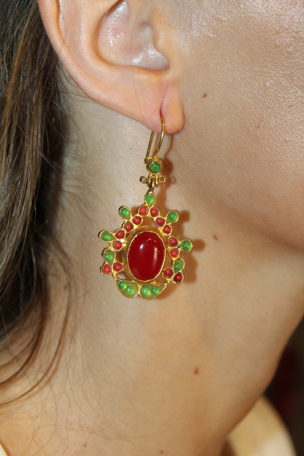 Pendientes Chennai rojo
