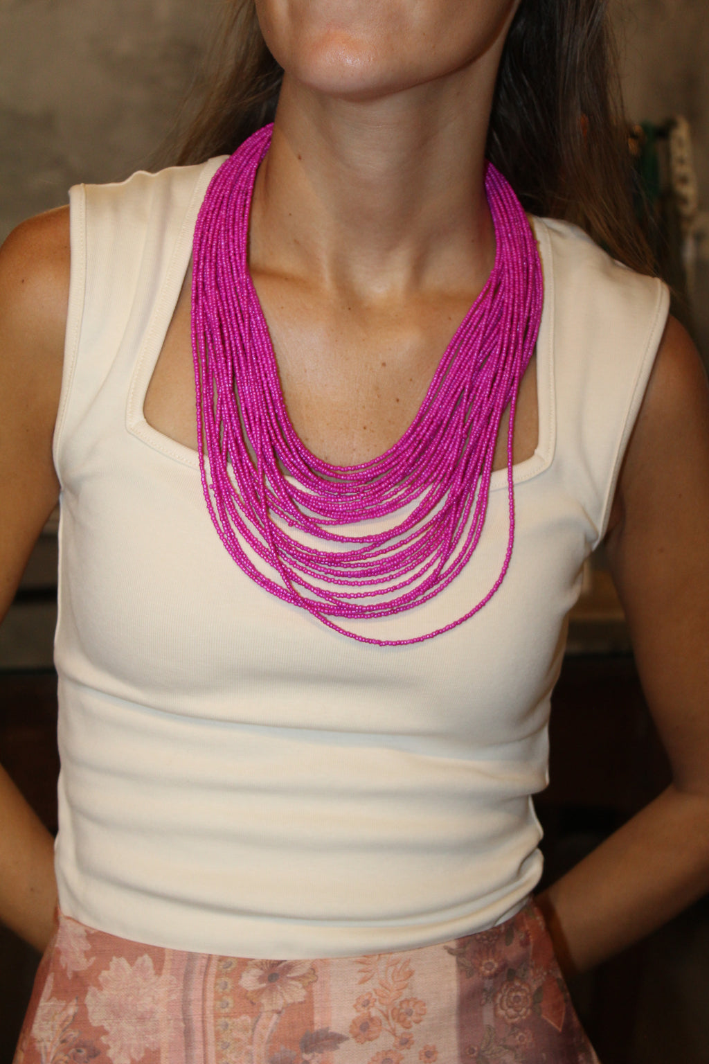 Collar Múltiple Fucsia