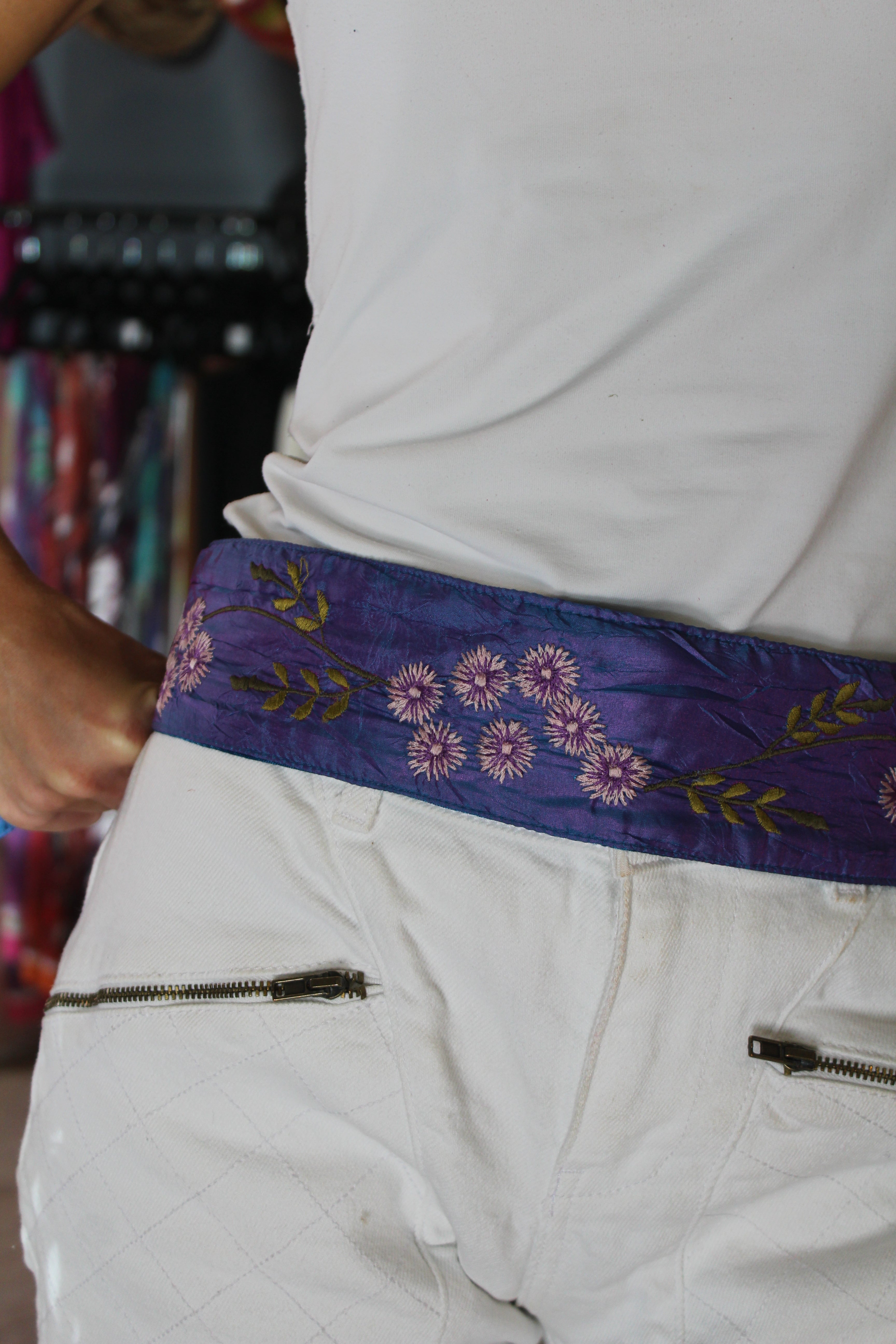 Cinturón vintage tipo fajín morado