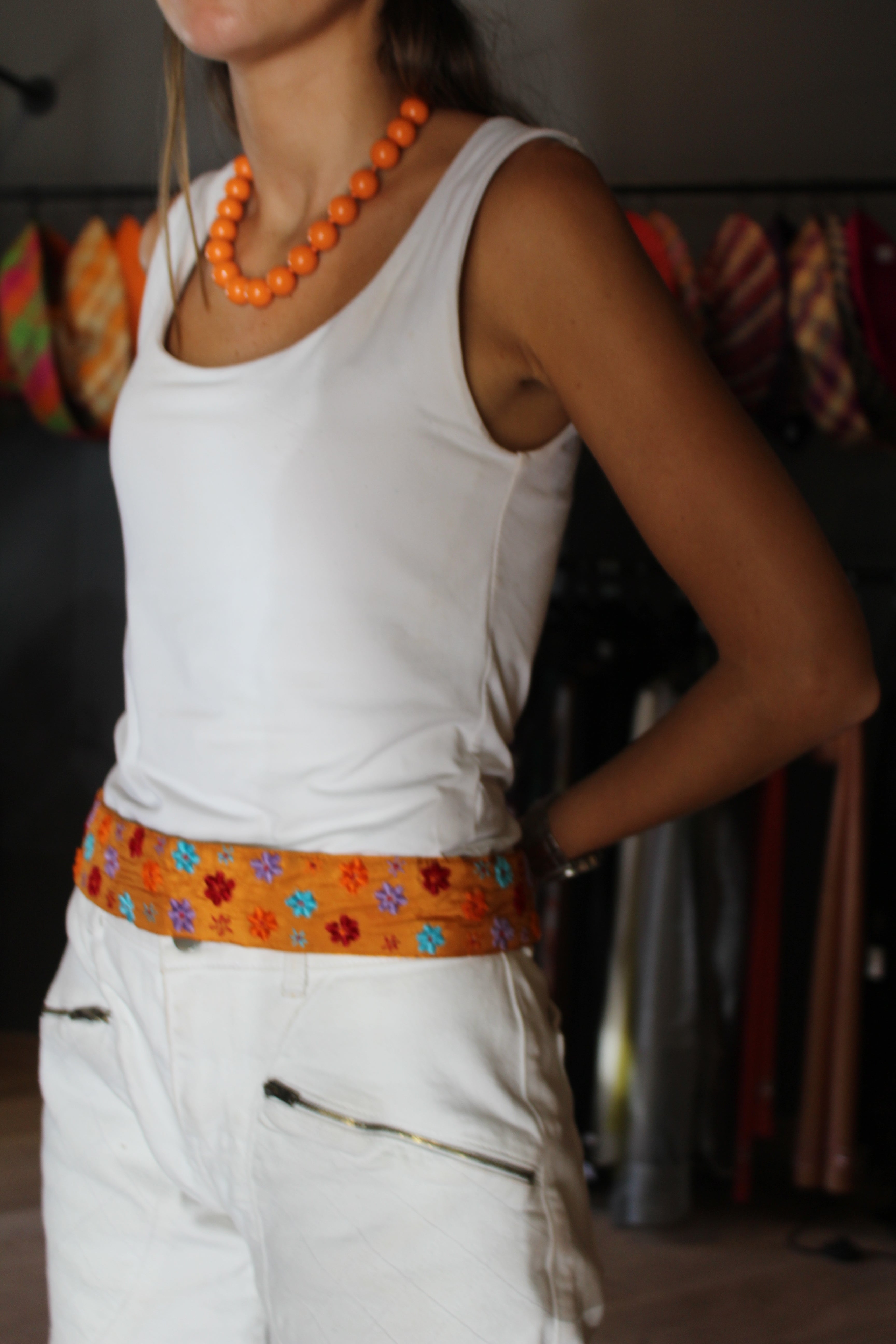 Cinturón vintage tipo fajín naranja