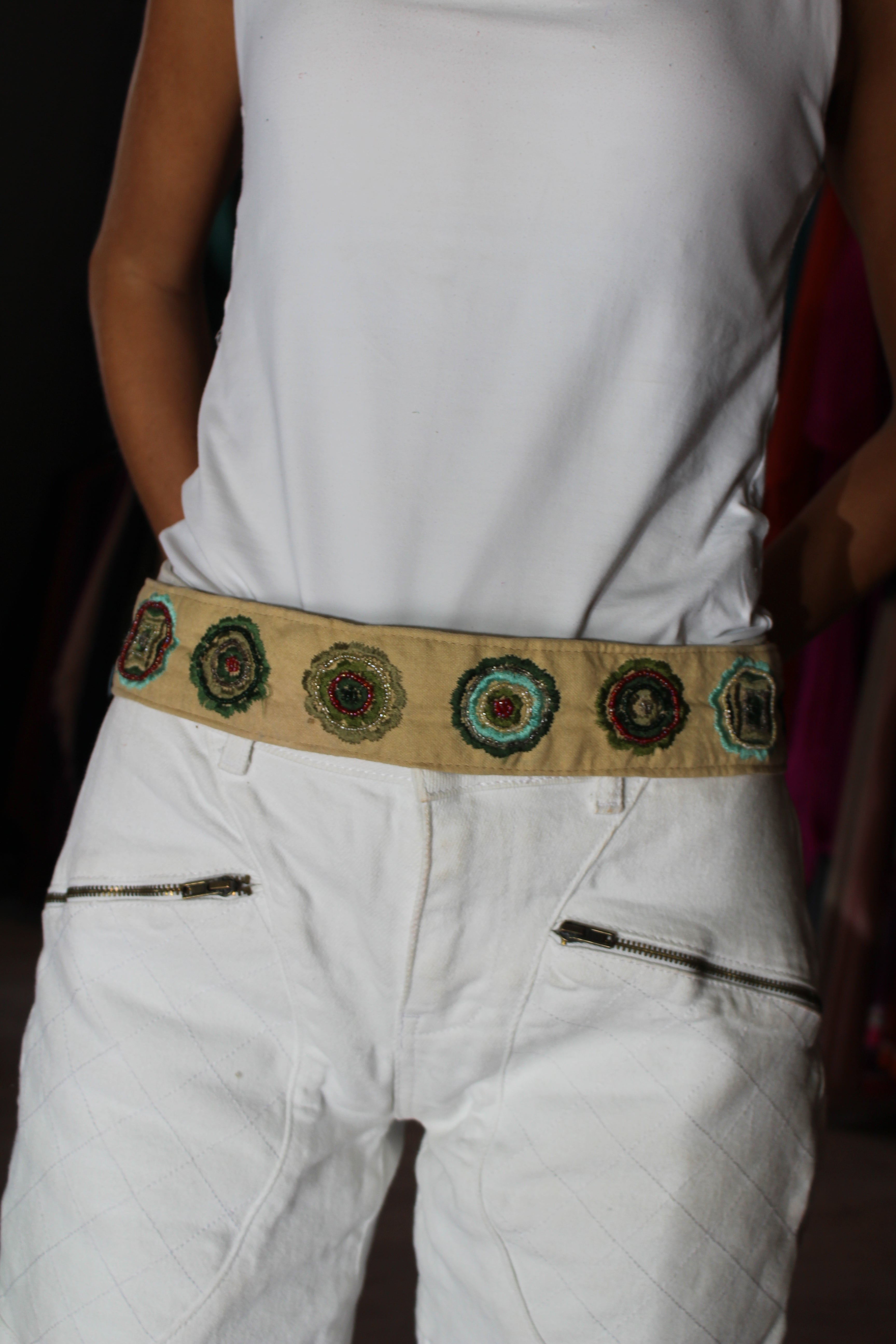 Cinturón vintage tipo fajín beige