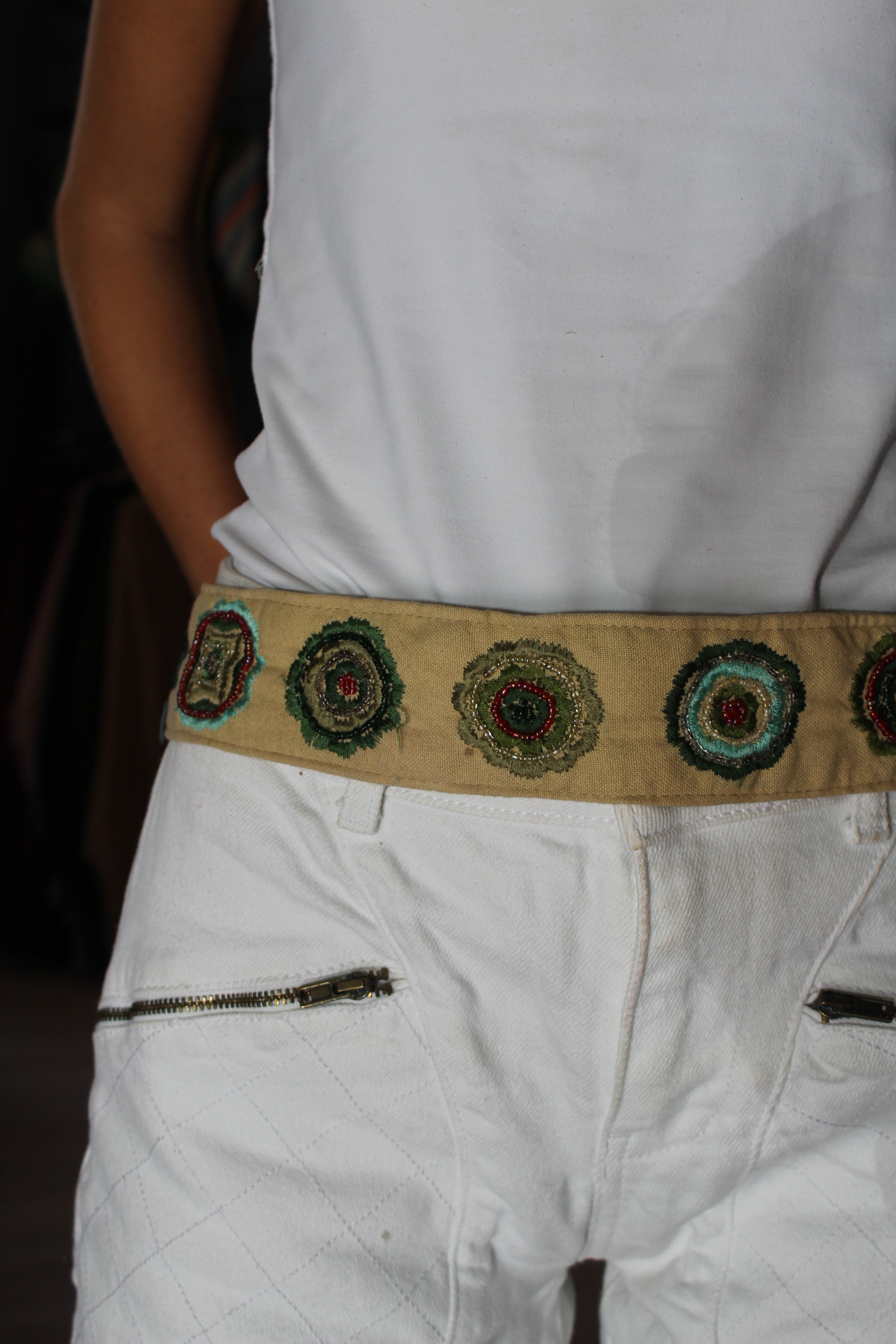 Cinturón vintage tipo fajín beige