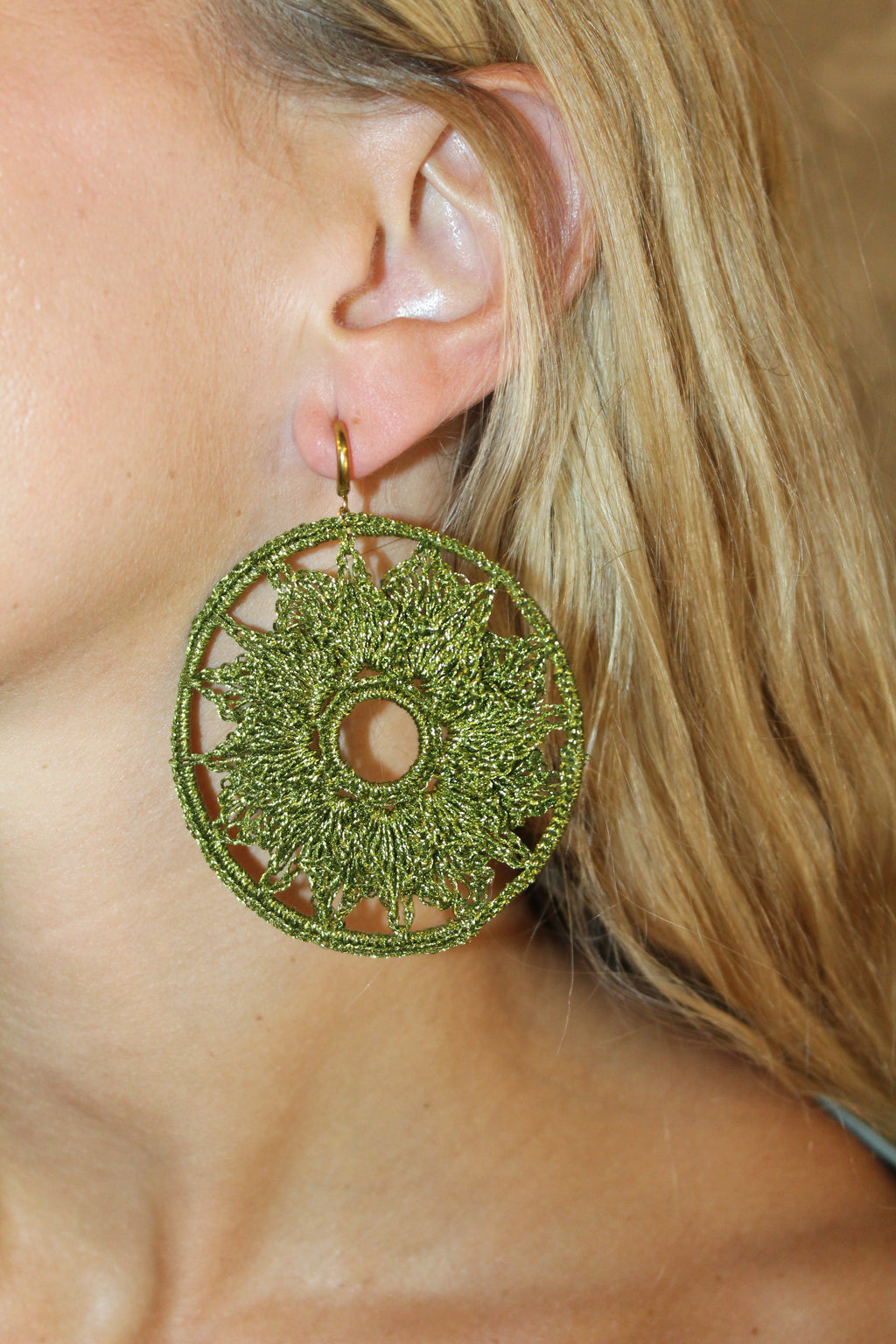 Pendientes Crochet Verde XL