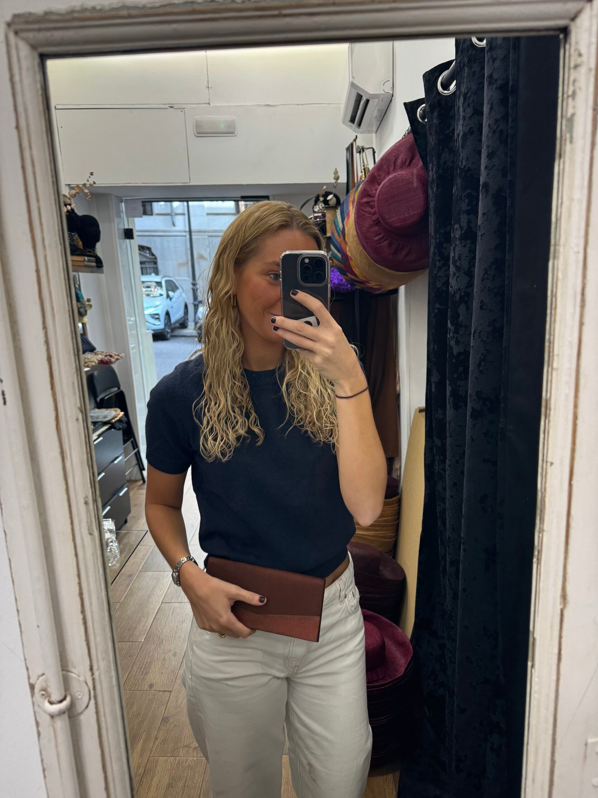 Bolso vintage cartera ocre tipo clutch antigua