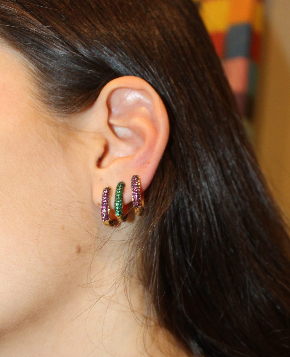 Aros Square Halley circonitas (rosa, azul o verde)