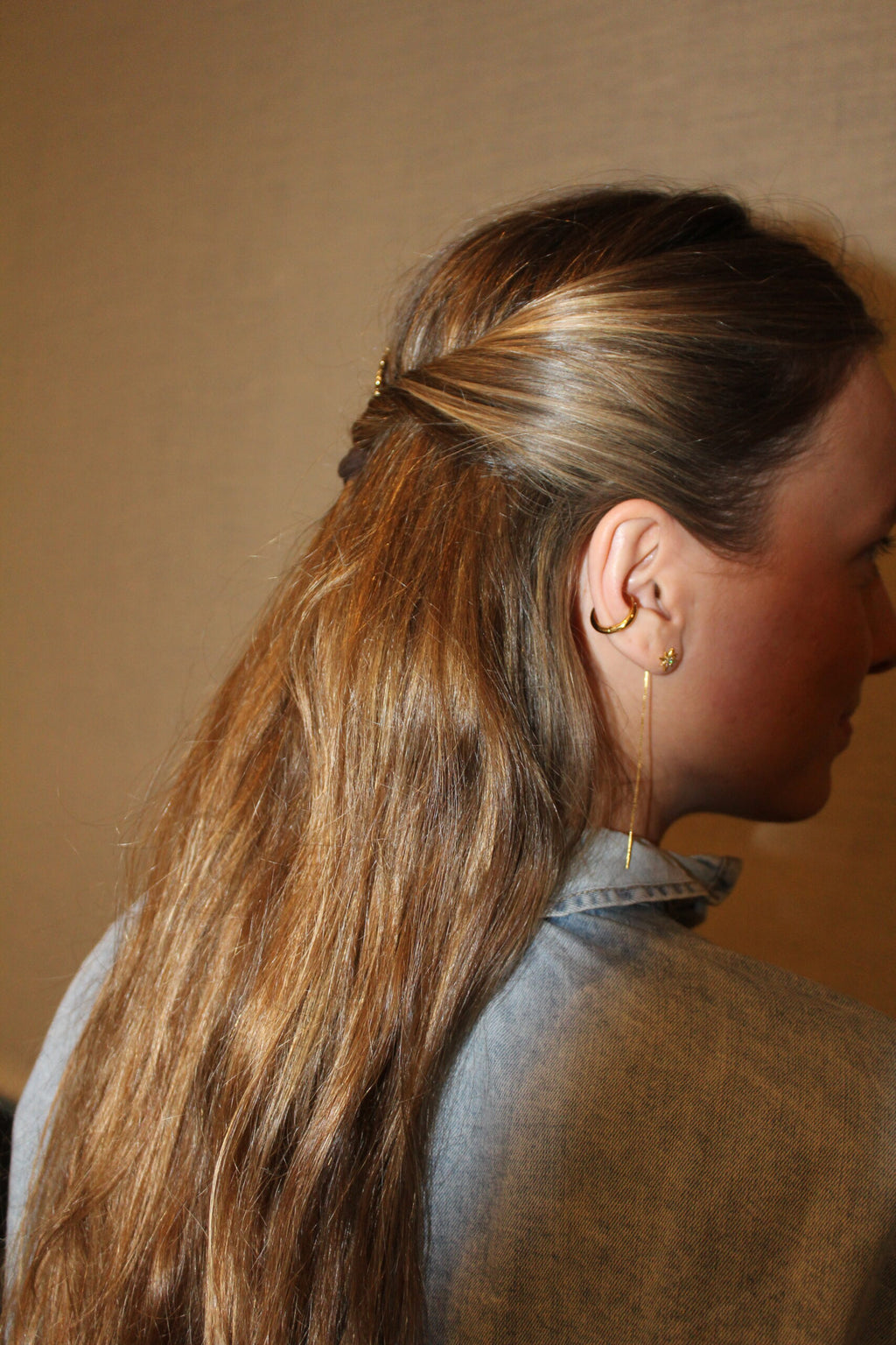 Pendiente Earcuff estrella circonita gold (unidad)