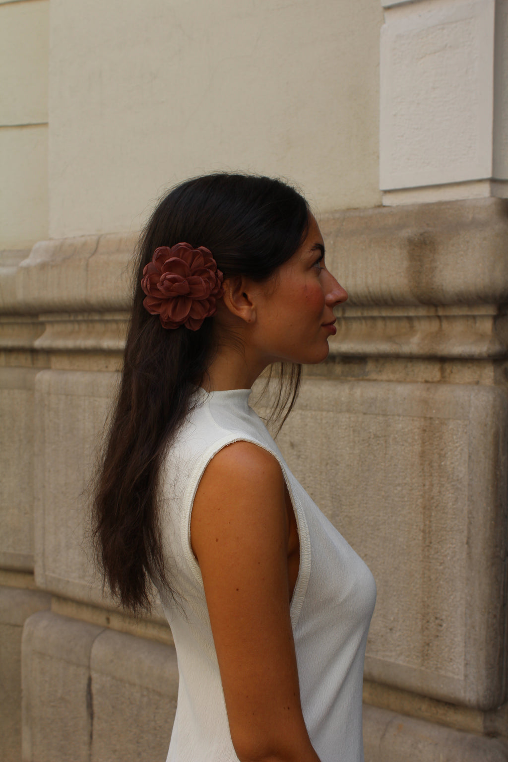 Flor multiposición Pia marrón