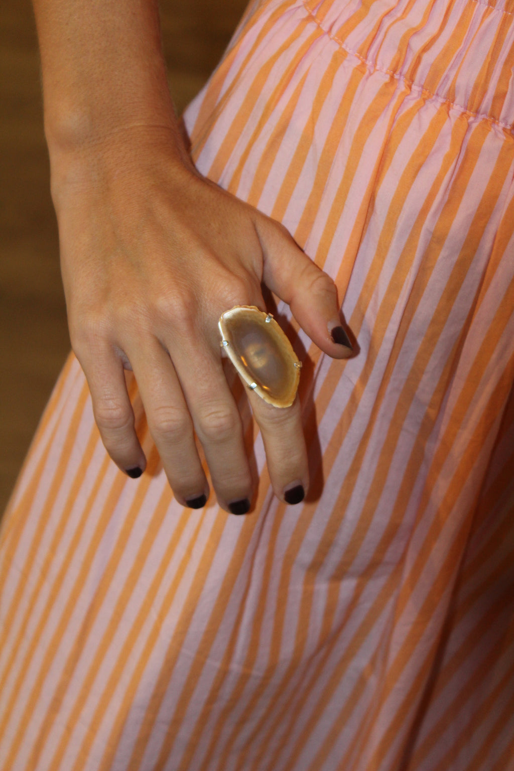 Anillo Ágata marrón miel
