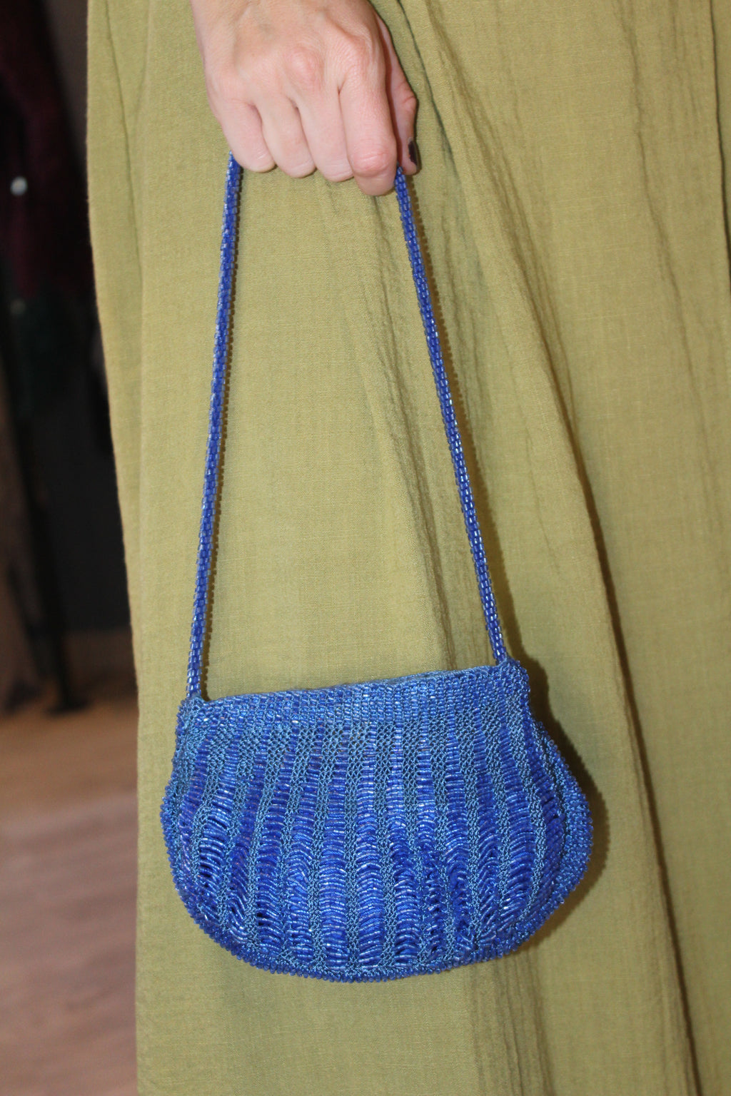 Bolso Vintage de Cuentas Azul