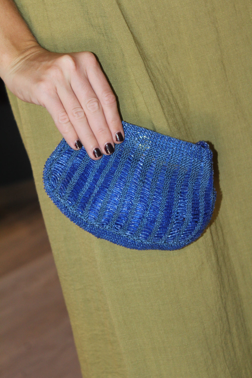 Bolso Vintage de Cuentas Azul