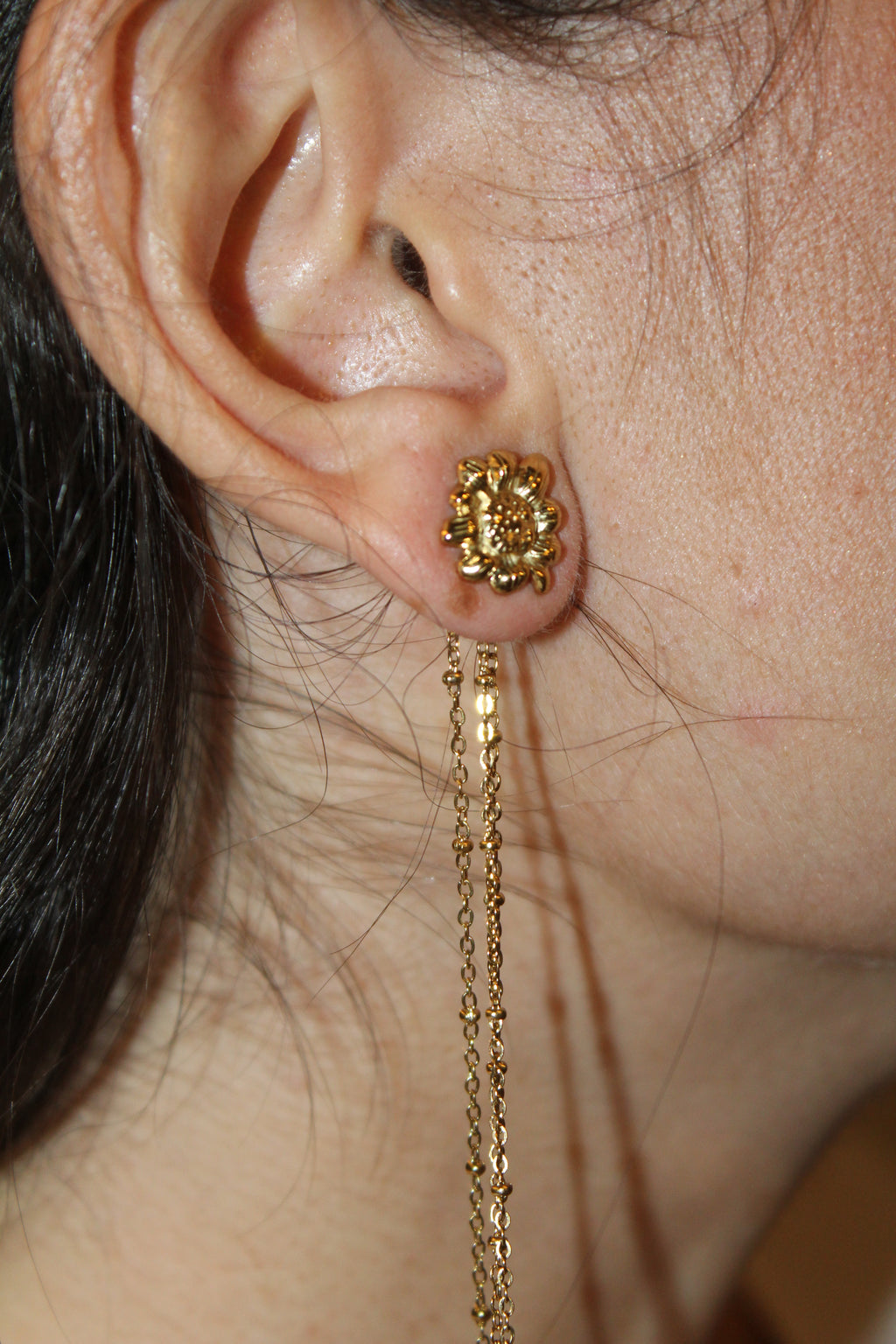 Pendientes Multiposición Margarita con Cadena