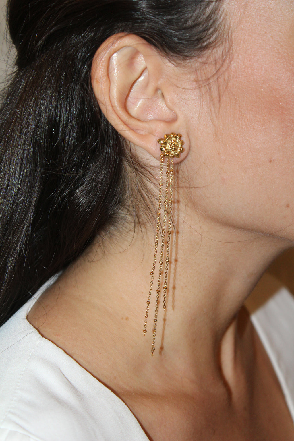 Pendientes Multiposición Margarita con Cadena