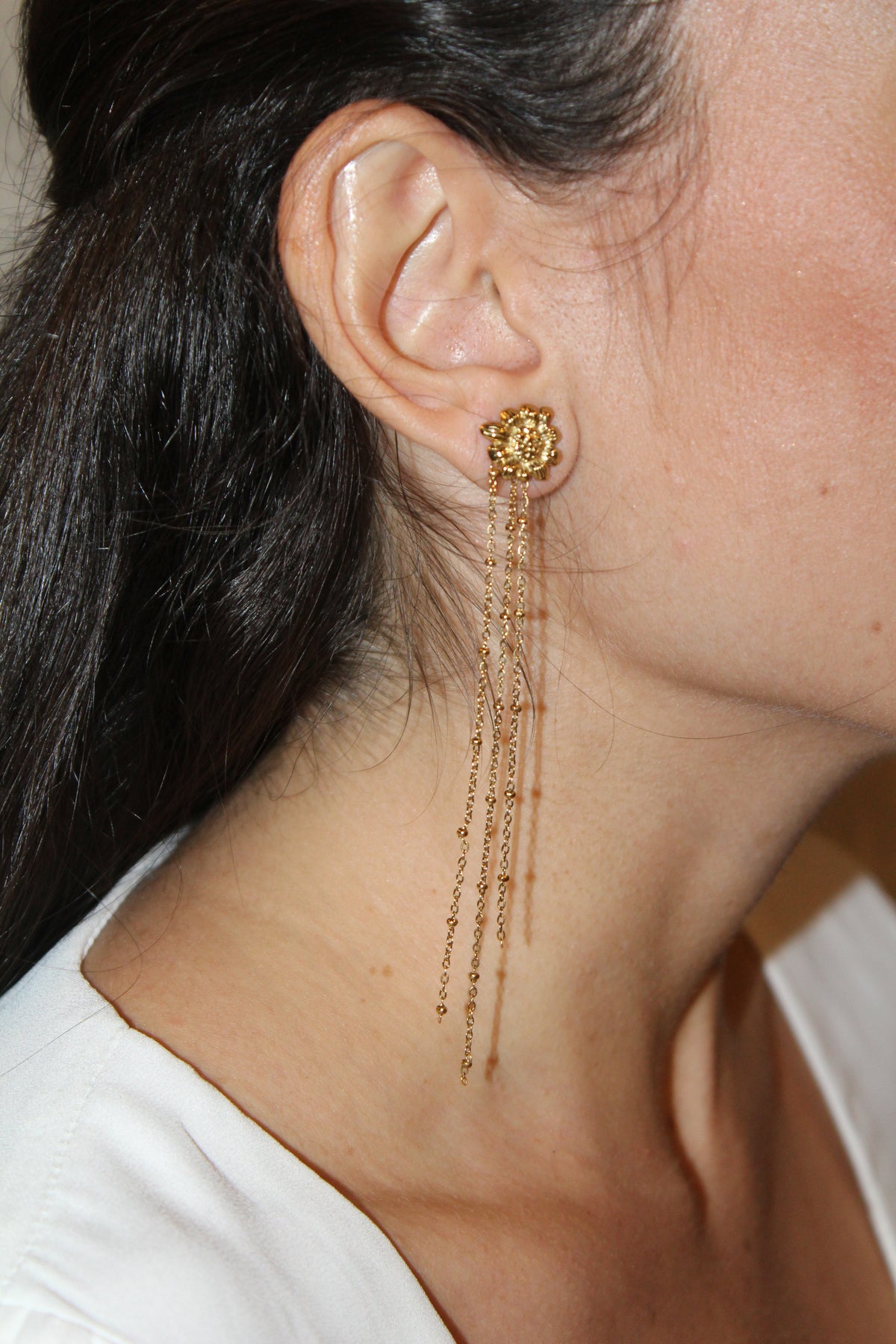 Pendientes Multiposición Margarita con Cadena