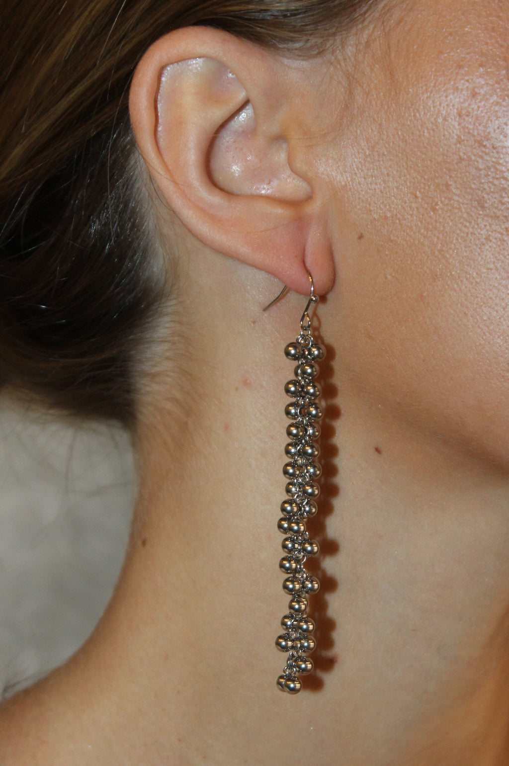 Pendientes Largos Champagne Plateados