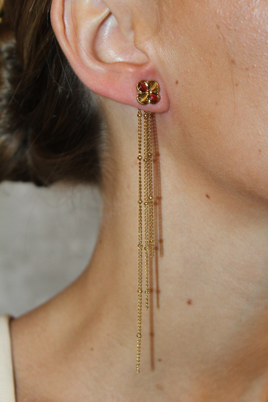 Pendientes Multiposición Amapola con Cadena