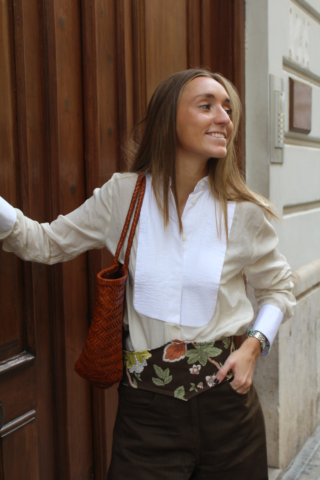 Fajín Venecia Floral Marrón Teja y Amarillo