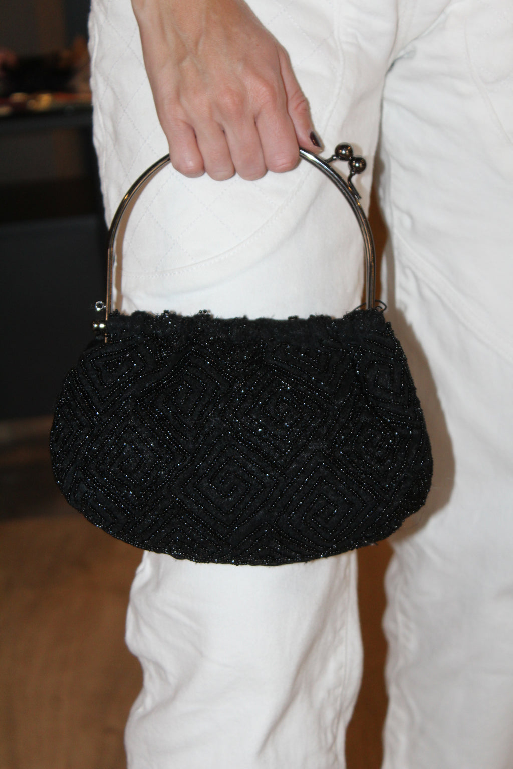 Bolso Vintage tipo Bombonera Negra