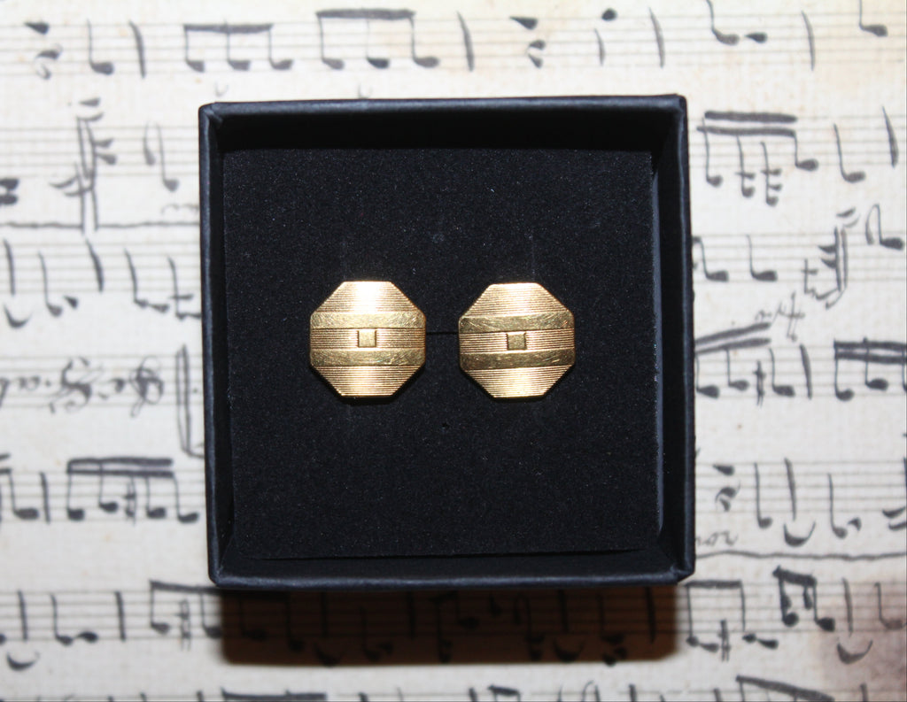 Gemelos Vintage Octagonales Dorados