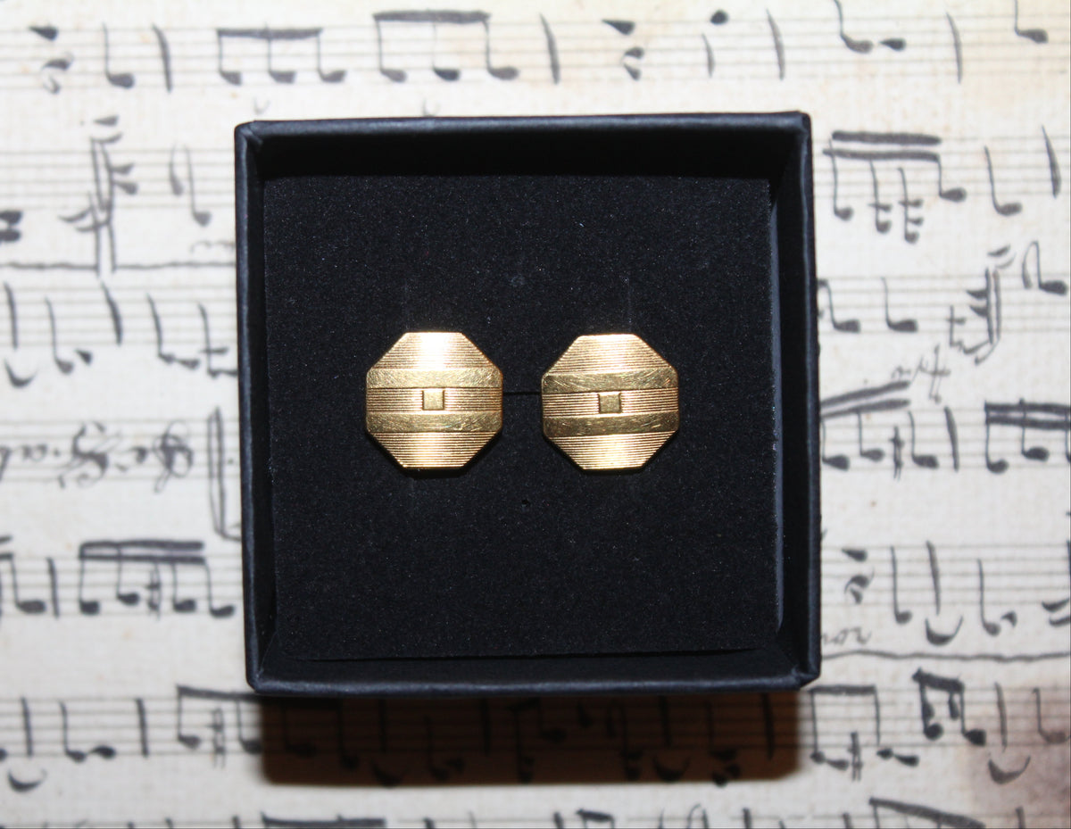 Gemelos Vintage Octagonales Dorados
