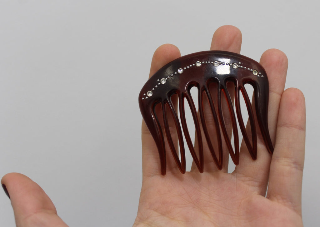 Pente de cabelo vintage com zircónias cúbicas
