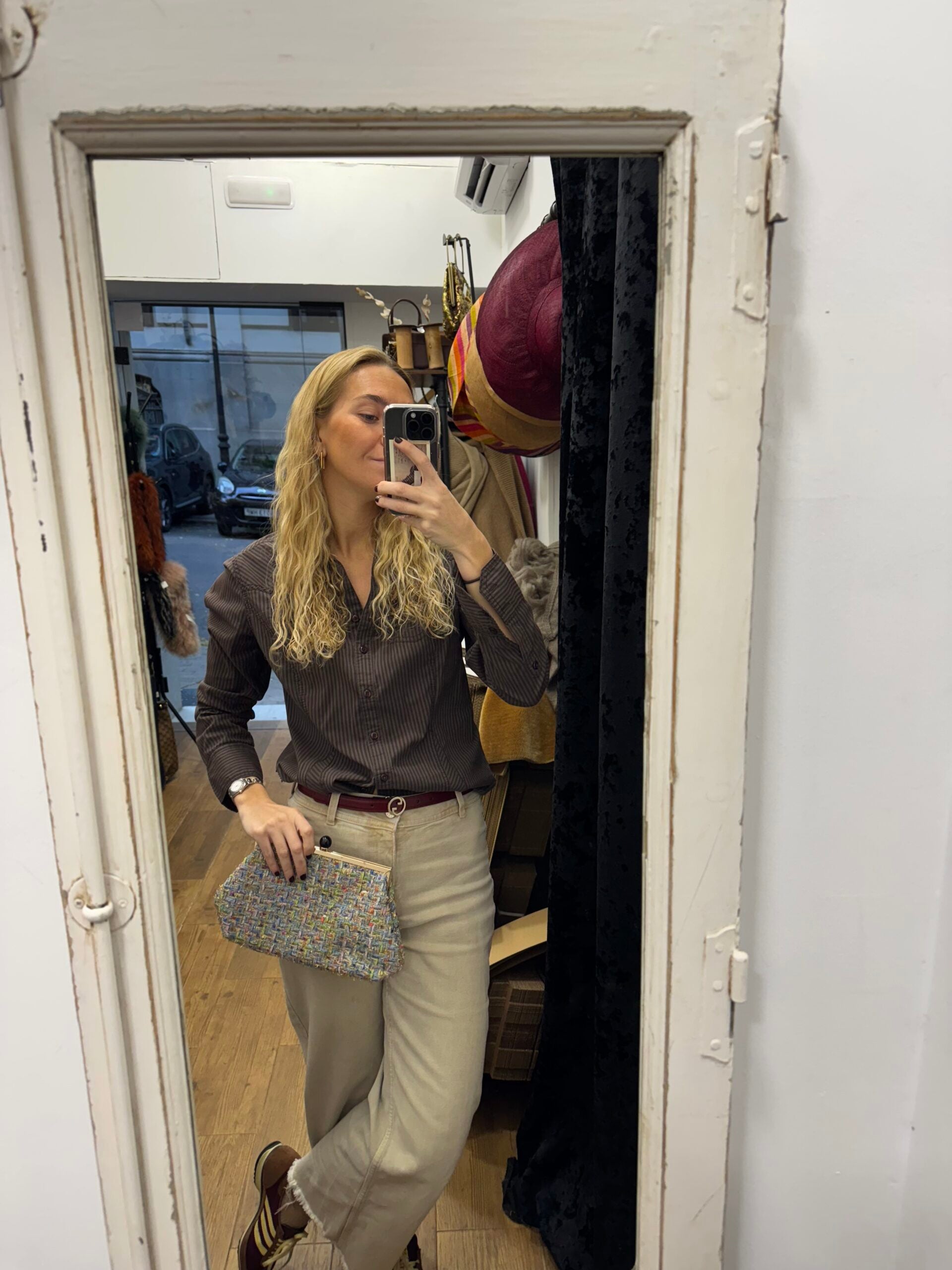 Bolso vintage cartera granate vino de ante tipo clutch