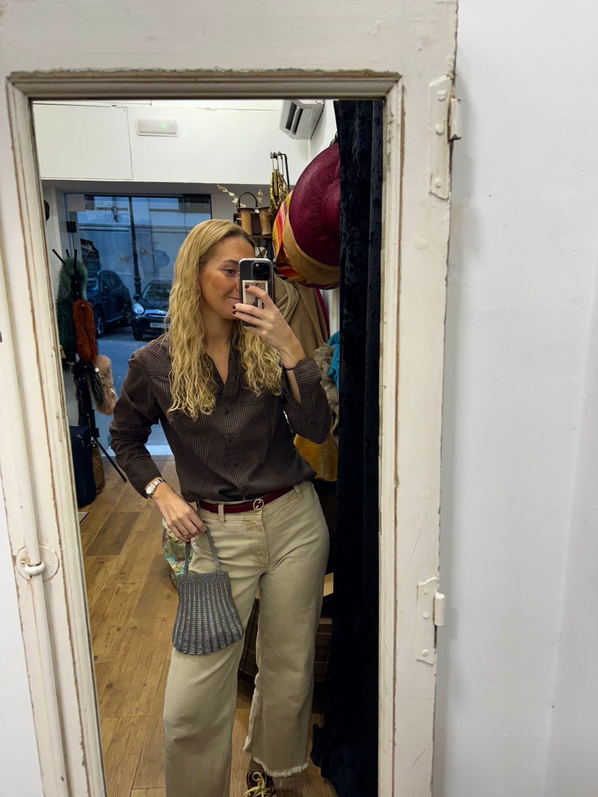 Bolso vintage Plata pochette estilo años 20 de cuentas