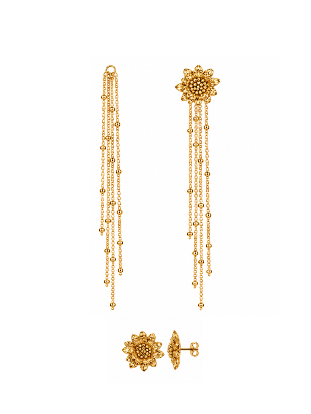 Pendientes Multiposición Margarita con Cadena